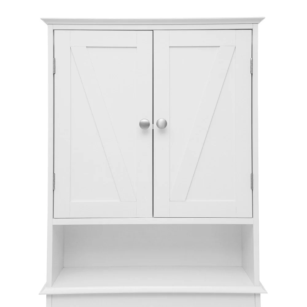 Brown Farmhouse Over the Toilet Cabinet Storage Organizer with 2 Shelves