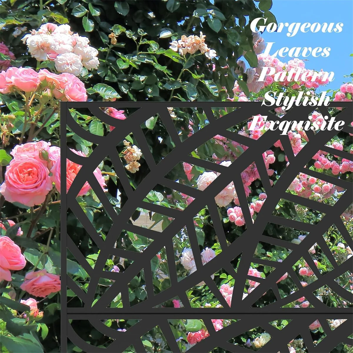 Metal Privacy Screen, Freestanding Outdoor Indoor Divider, Leaf-Shaped