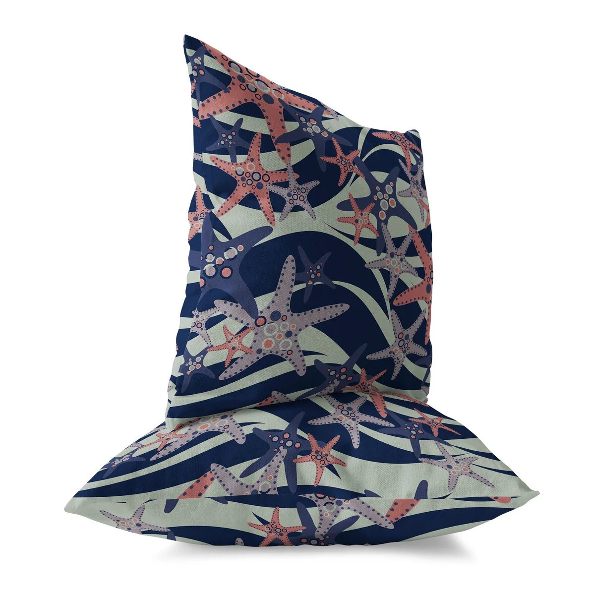 Green And Blue Starfish Sway Indoor/Outdoor Throw Pillow Zipper