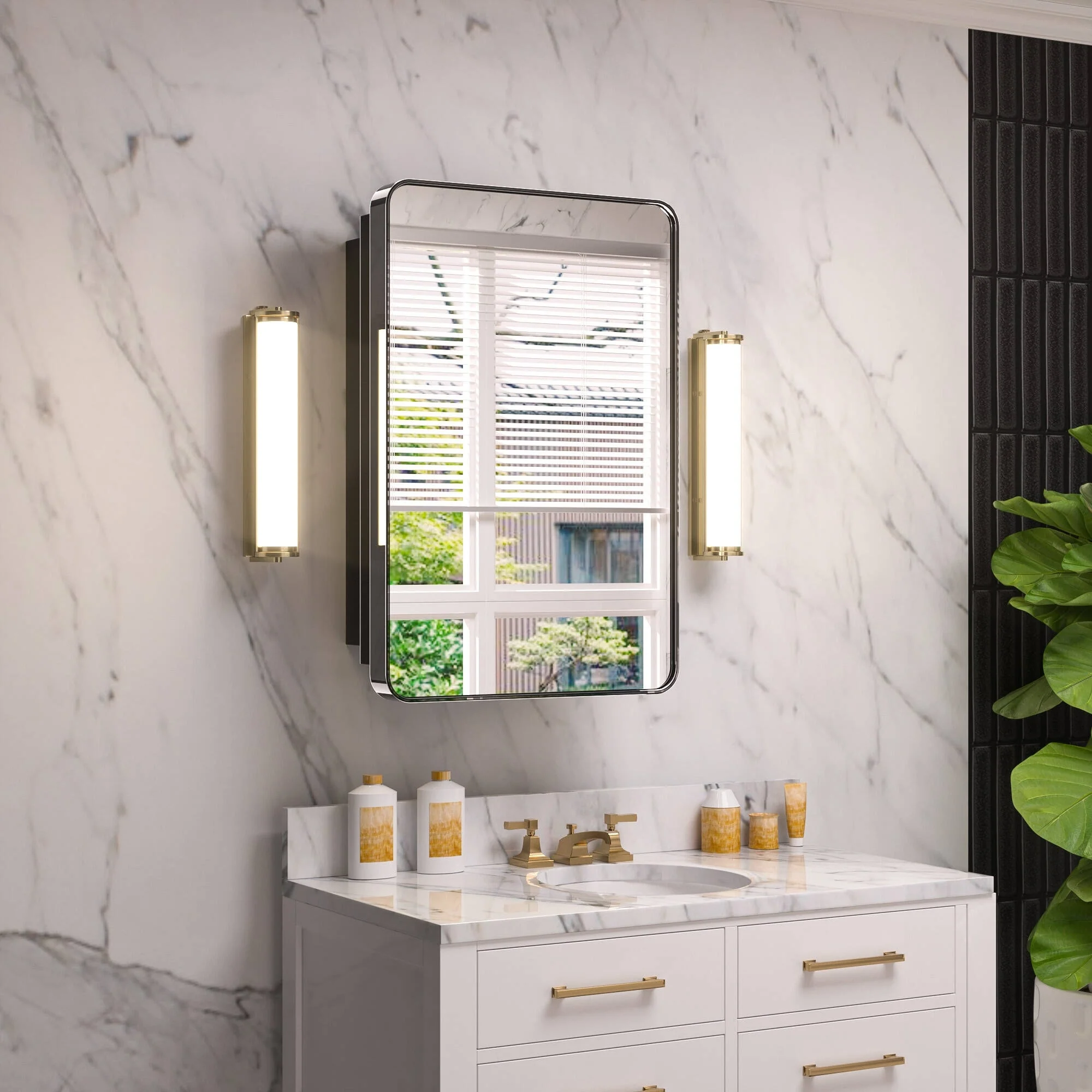 KEONJINN Medicine Cabinets for Bathroom with Mirror, Stainless Steel 1-3 Framed Doors