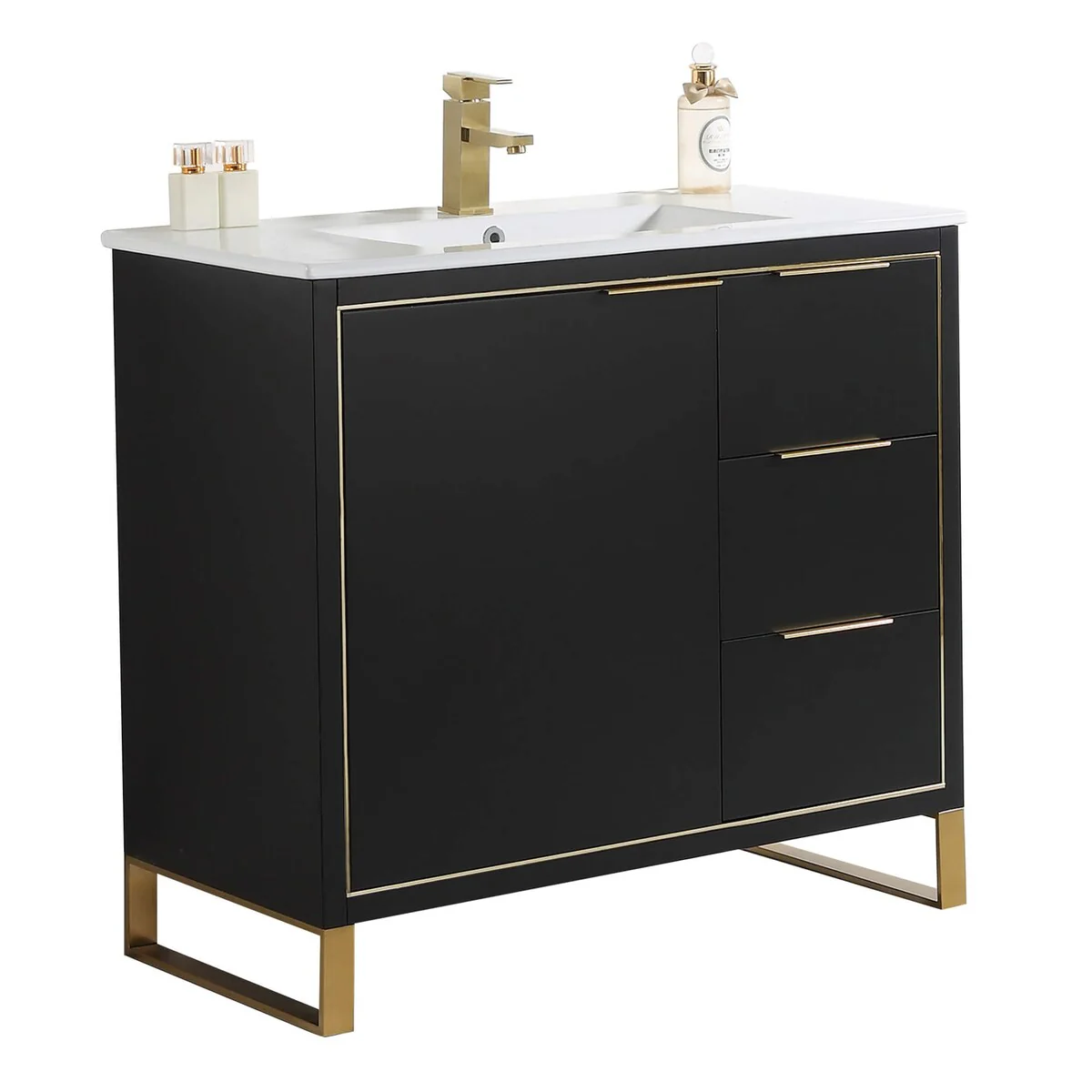 Fine Fixtures Opulence Collection Bathroom Vanity with White Ceramic Sink