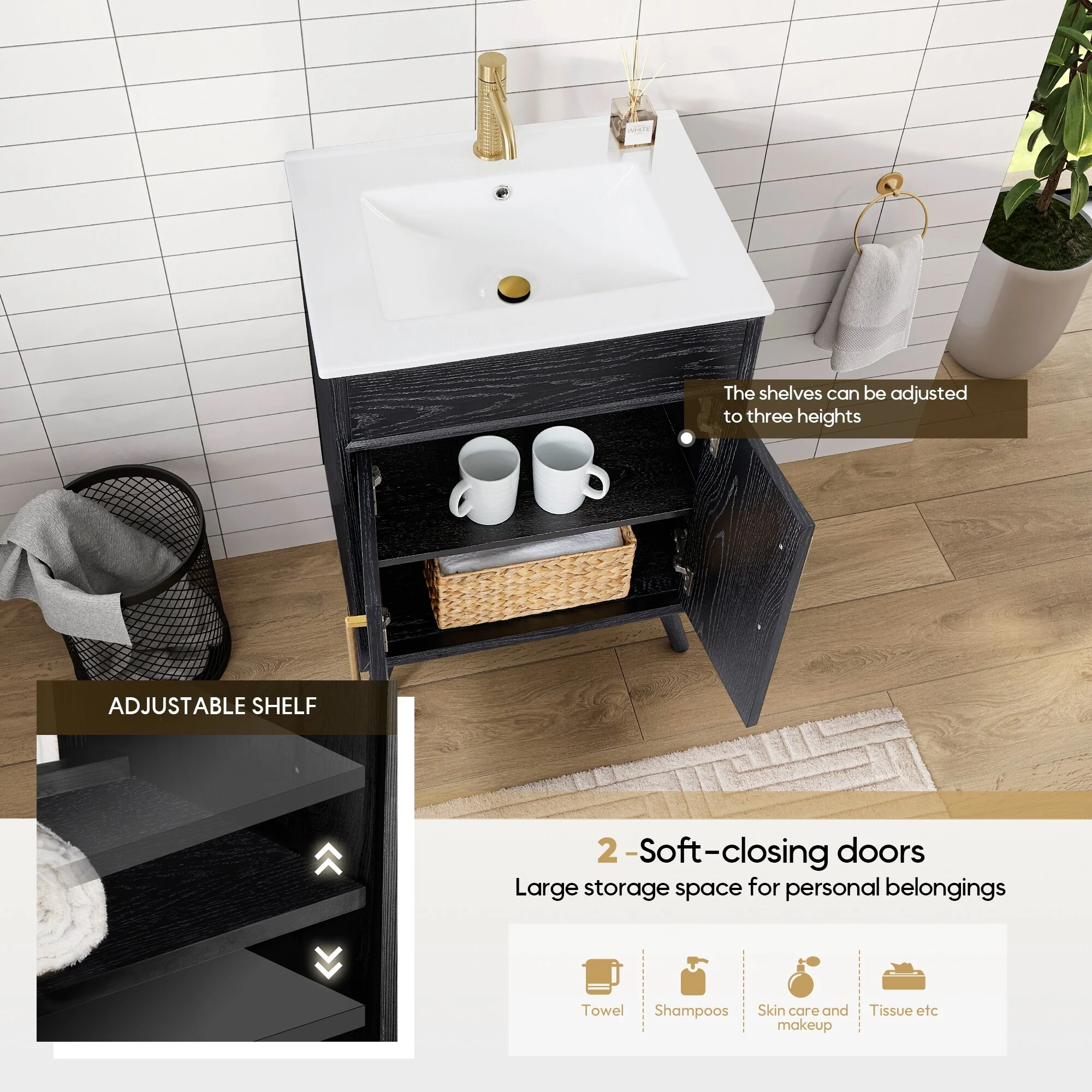 Delhi Bath Vanity with White Ceramic Basin Top without Mirror