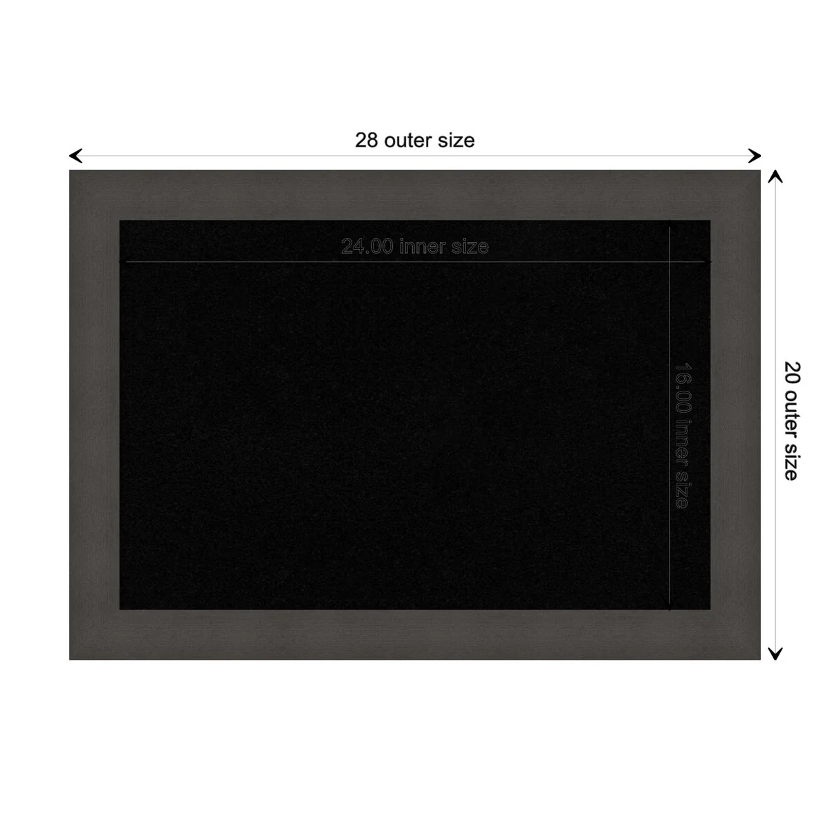 Blaine Light Pewter Narrow Framed Black Corkboard Bulletin Board