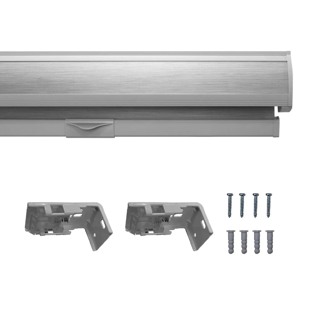 Lumi Cordless Zebra Blinds Grey Fabric Roller Blackout