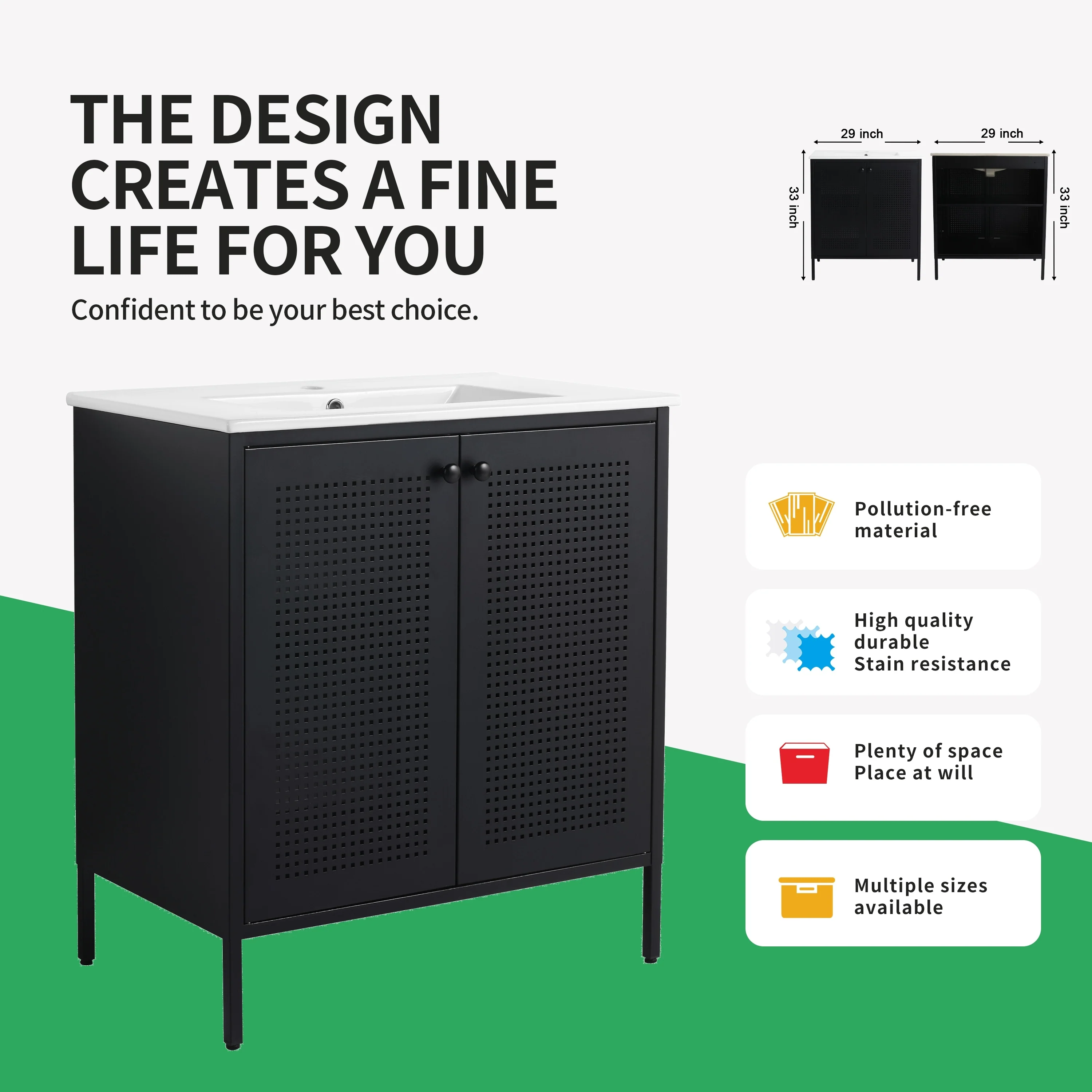 BNK 24/30 inch Freestanding Single Sink Bathroom Vanity with Soft Close Door and 1 adjustable shelf