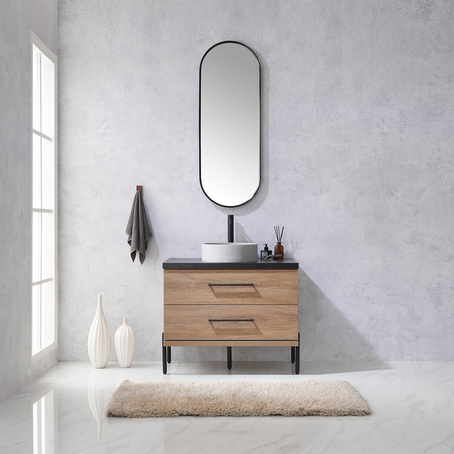 Trento Bath Vanity with Sintered Stone Top with Concrete Sink (C)
