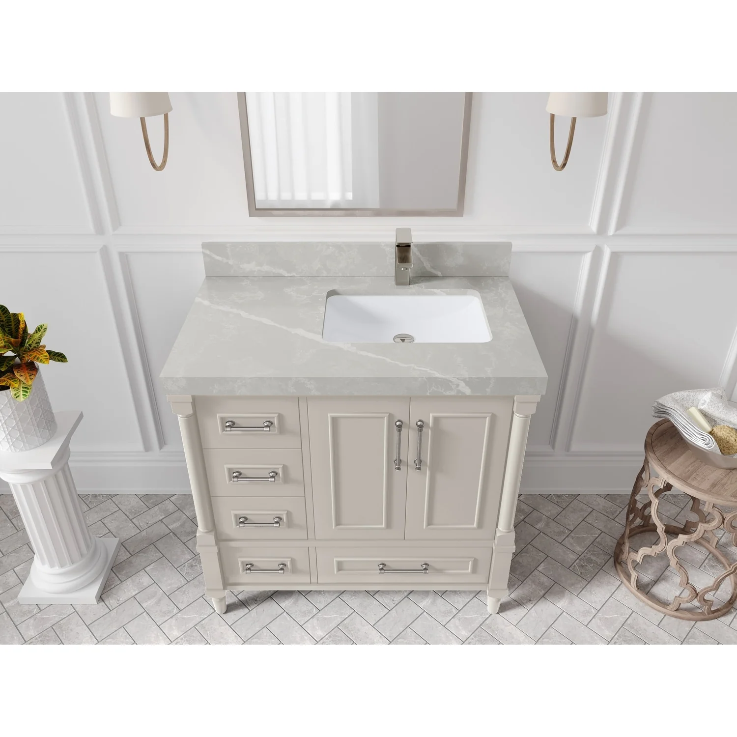 Willow Collections 36 in. W x 22 in. D Aberdeen Right Offset Sink Bathroom Vanity with Countertop