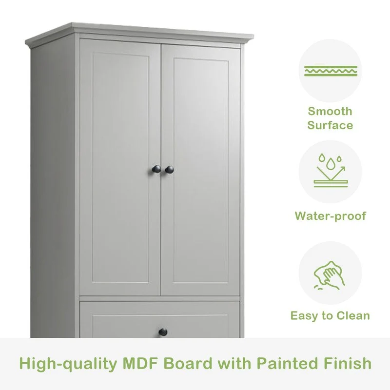 Freestanding Storage Cabinet with 2 Doors and 4 Drawers