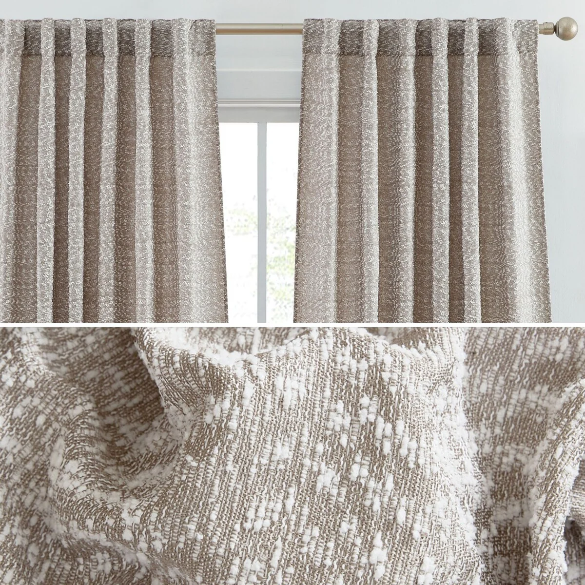 HLC.ME Easton Jacquard Slub Texture - Privacy Curtains with Back Tab Rod Pocket Lightweight Window Curtains Panels, Set of 2