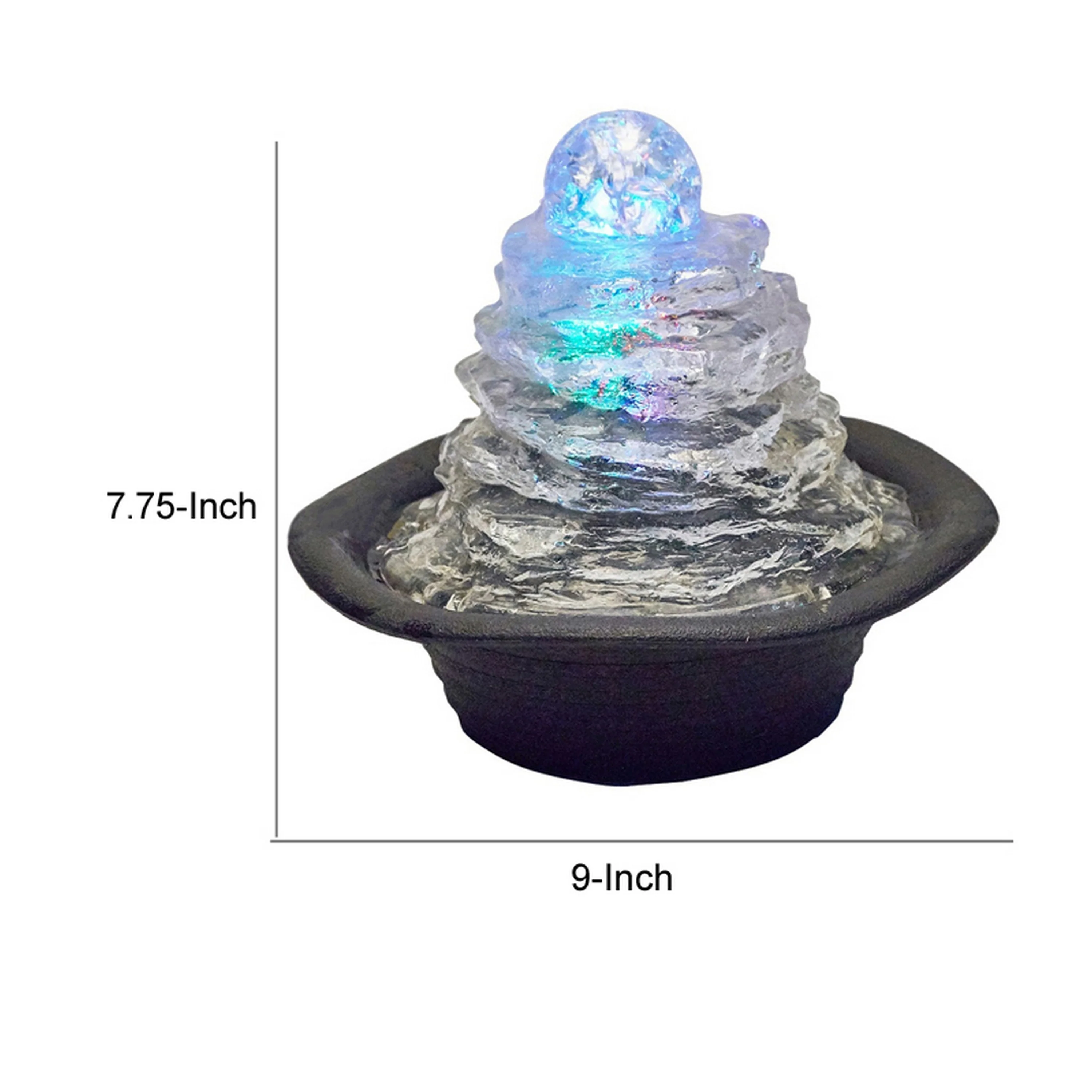 Sumi 9 Inch Ice Tabletop Water Fountain, Rock Climb Glass Ball, Multicolor