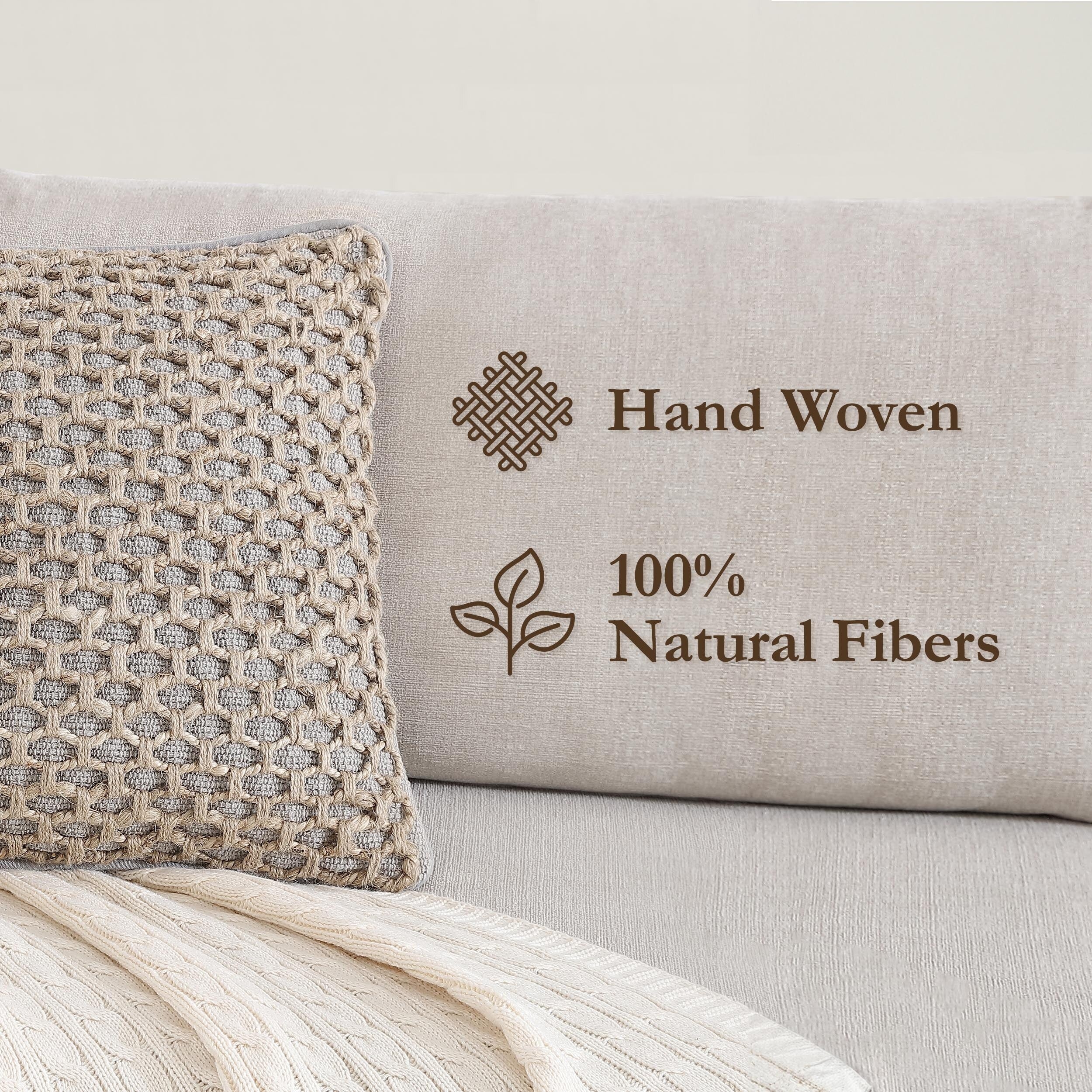 Boho Living Jada Braided Cotton/Jute Throw Pillow Covers