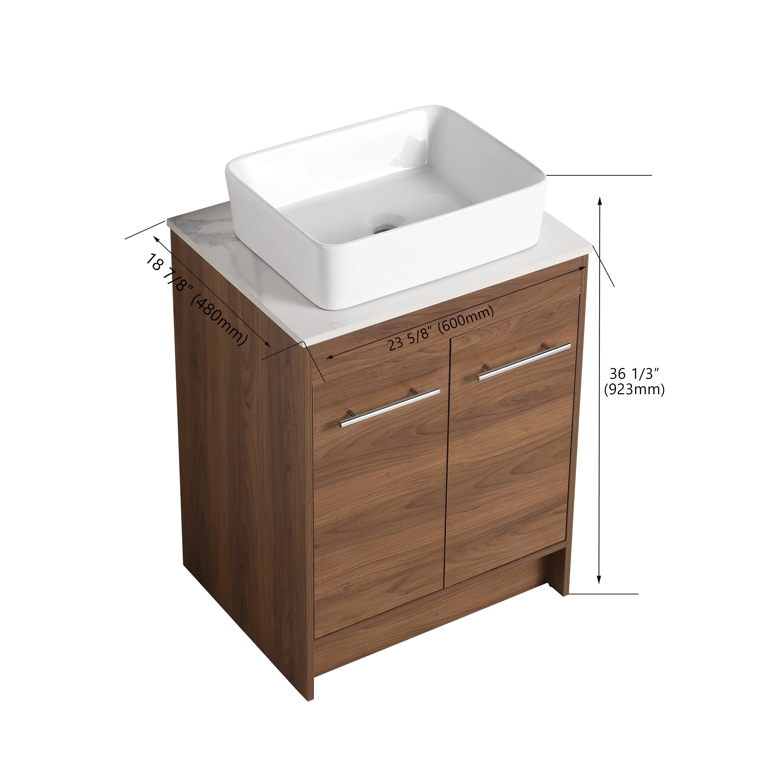 BNK 24/36/48/60 Inch Bathroom Vanity with Sink, Freestanding Bathroom Vanity with Soft Close Doors and Adjustable Shelf