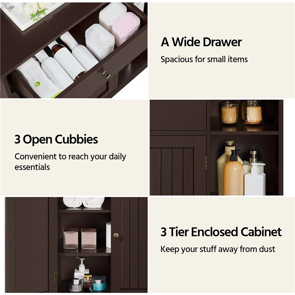 Yaheetech Free-Standing Bathroom Floor Cabinet with Adjustable Drawer