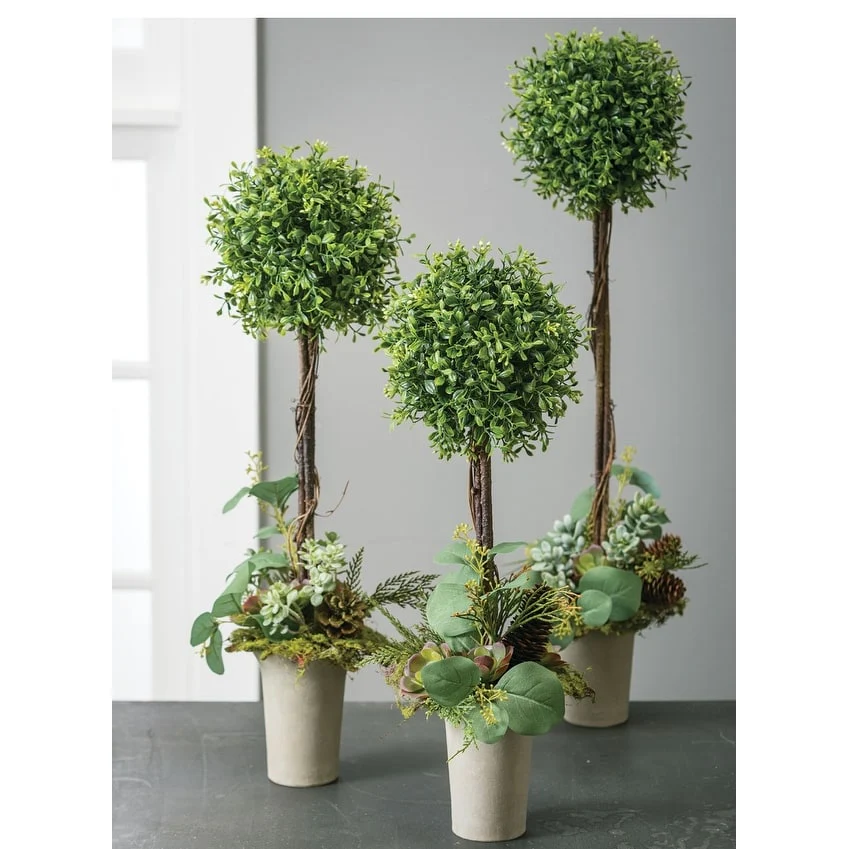 Sullivans Artificial Set of 3 Boxwood Topiary Tree 22