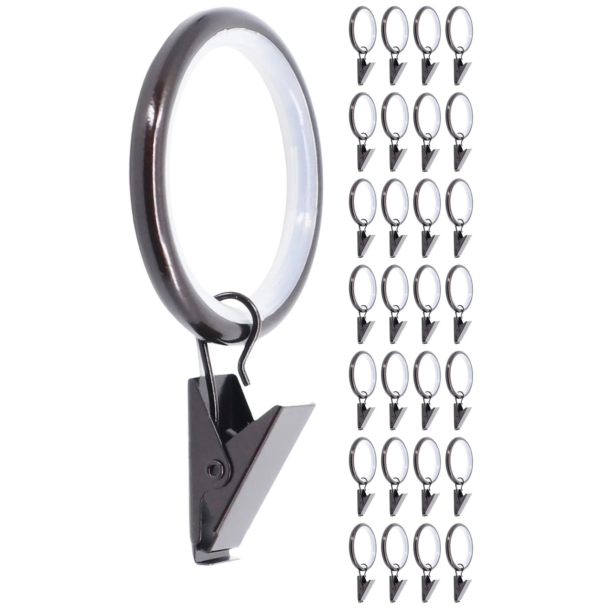 Meriville Drapery Curtain Rings with Clip - 1.5-Inch Inner Diameter with insert