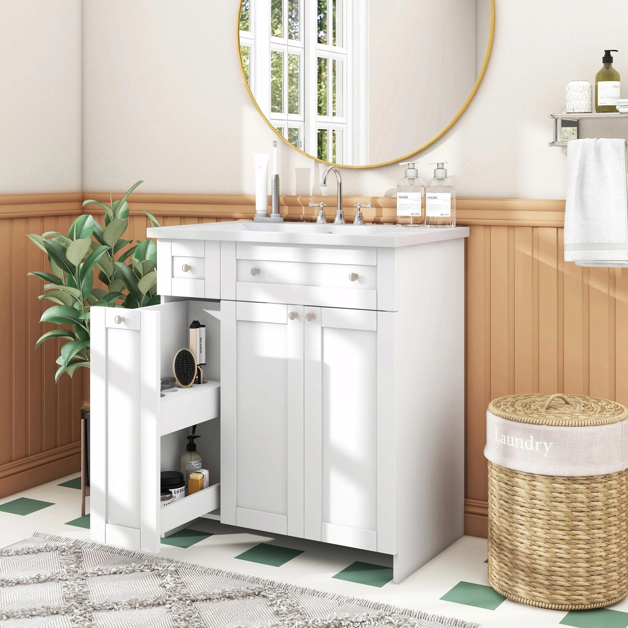 30-Inch Bathroom Vanity with Ceramic Sink Combo