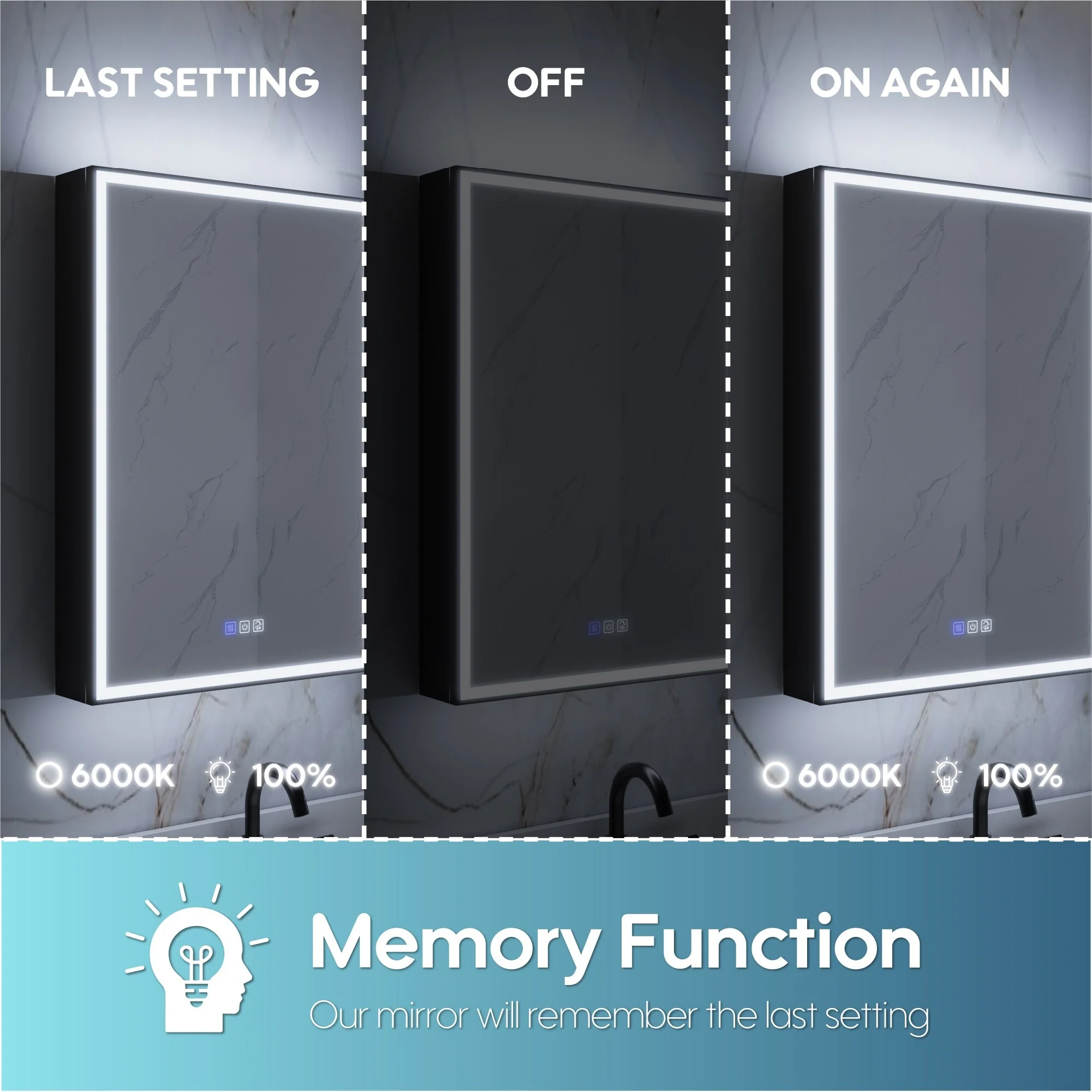 30 in. H Recessed or Surface Wall Mounted LED Mirror Cabinet With Black Side Cabinet