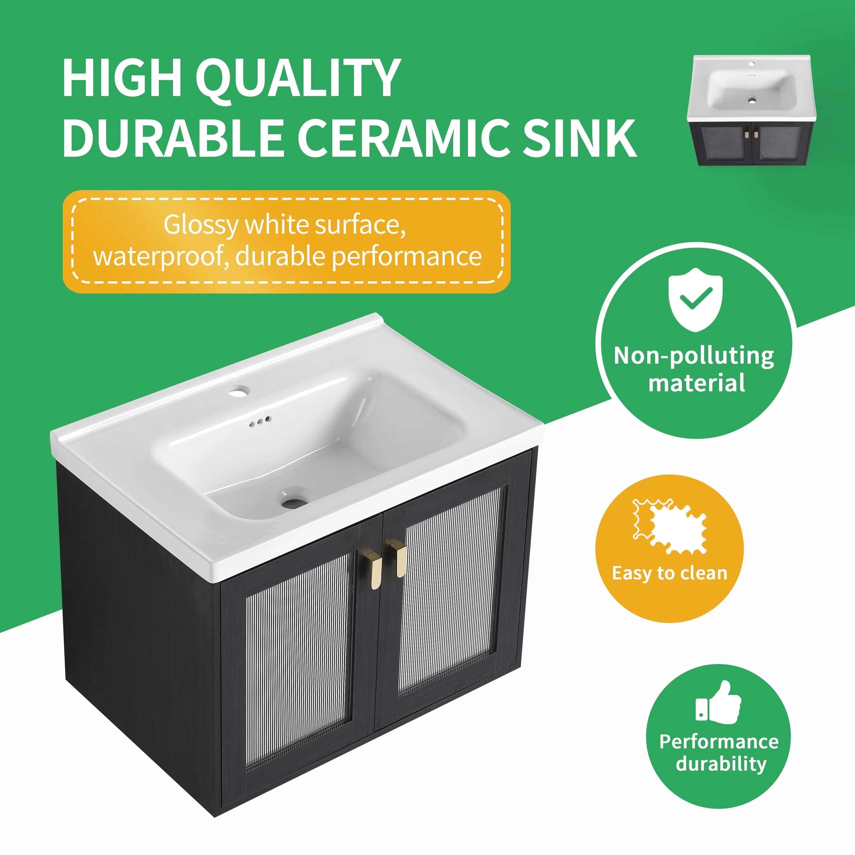 BNK 28/ 32/36/40 Inch Single Sink Bathroom Vanity with Soft Close Door, Modern Floating Vanity