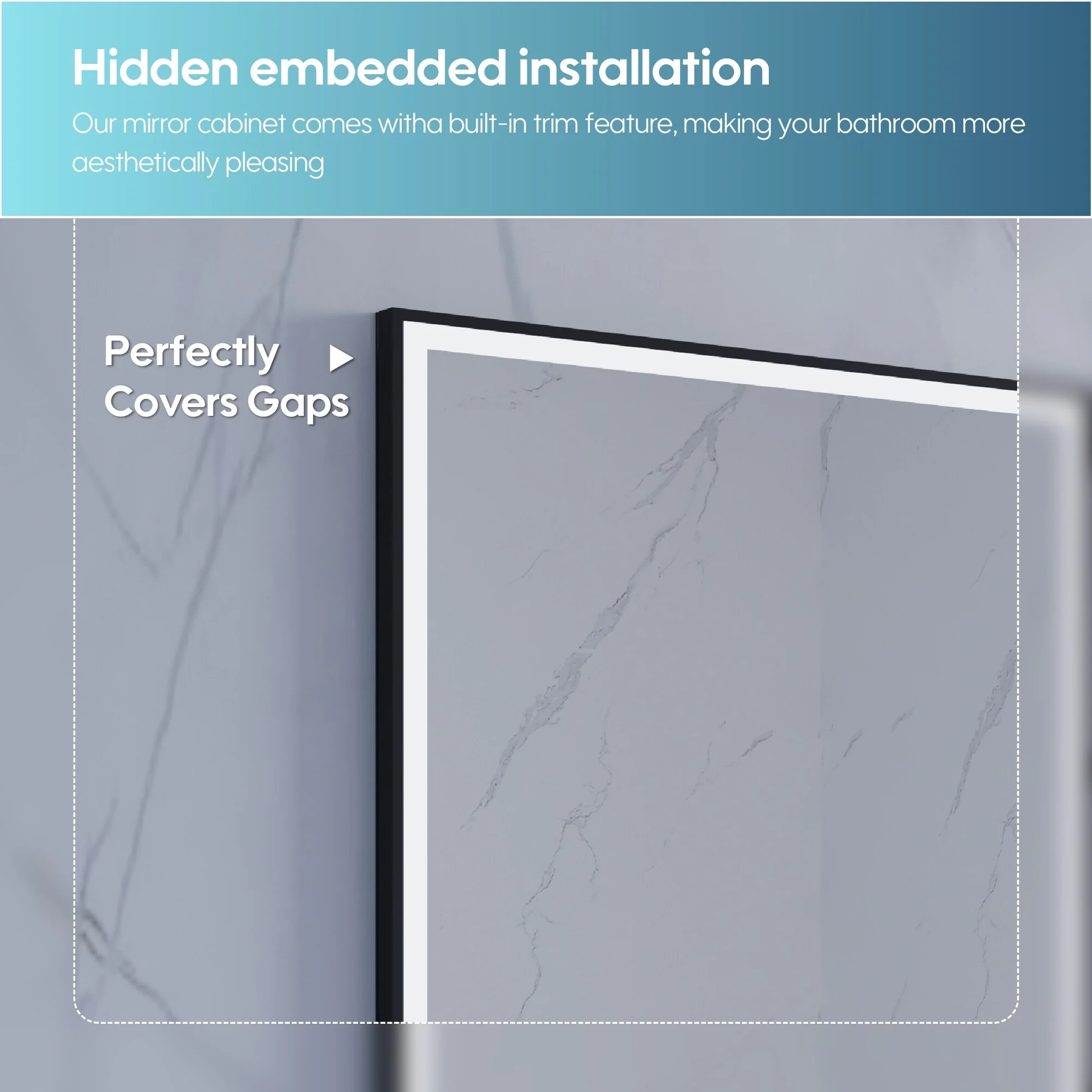 30 in. H Recessed or Surface Wall Mounted LED Mirror Cabinet With Black Side Cabinet