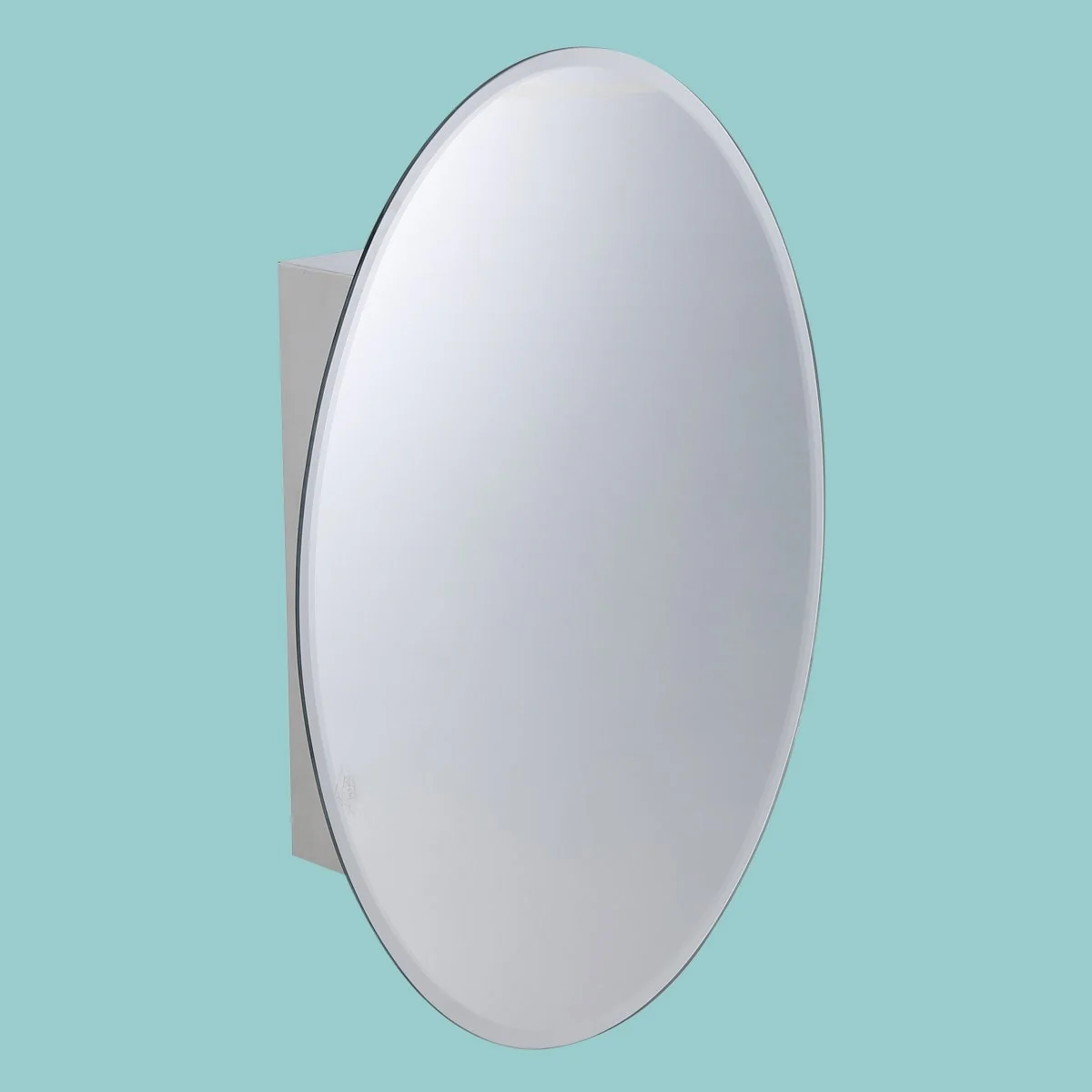 Oval Medicine Cabinet Wall Mounted Brushed Stainless Steel with Mirror 26