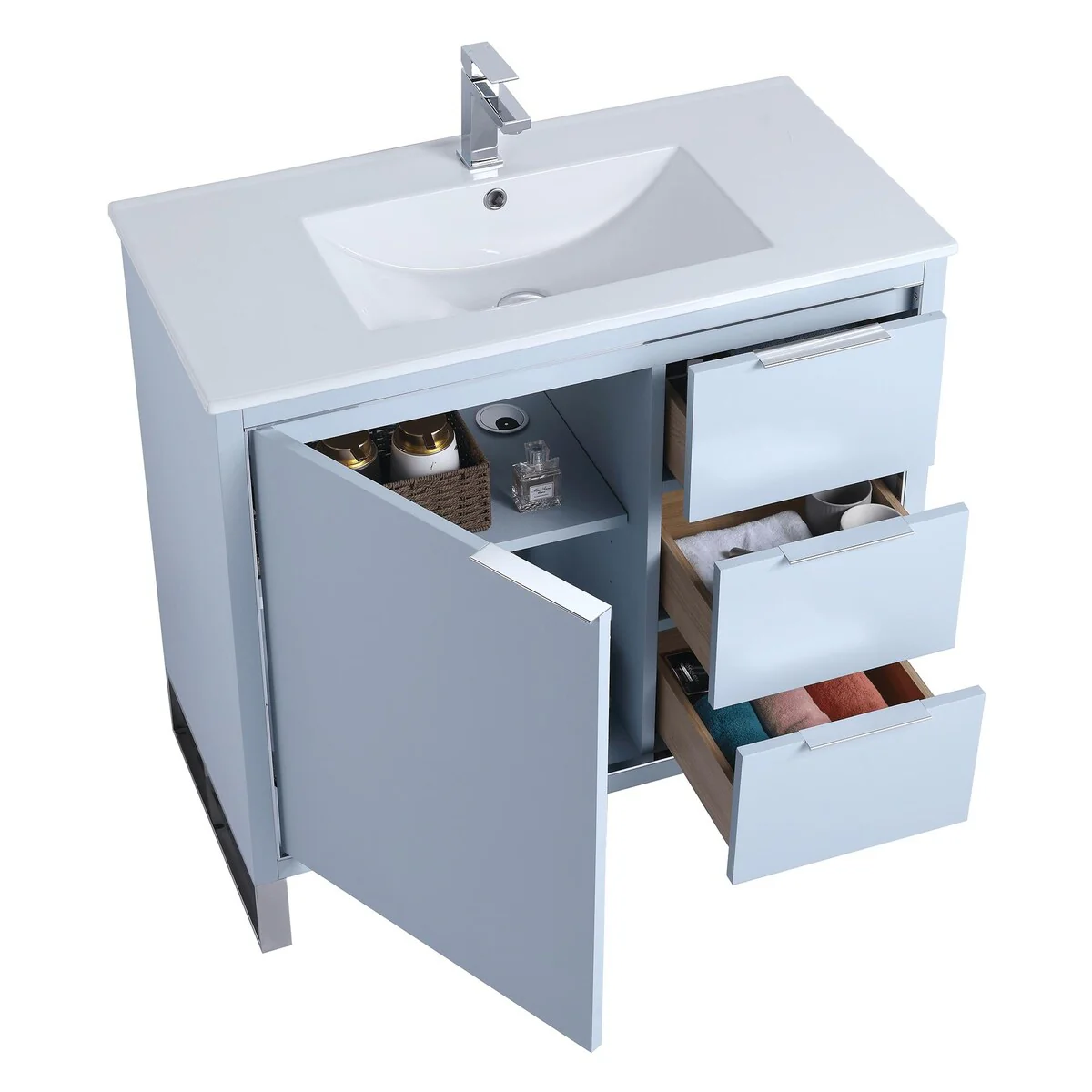 Fine Fixtures Opulence Collection Bathroom Vanity with White Ceramic Sink