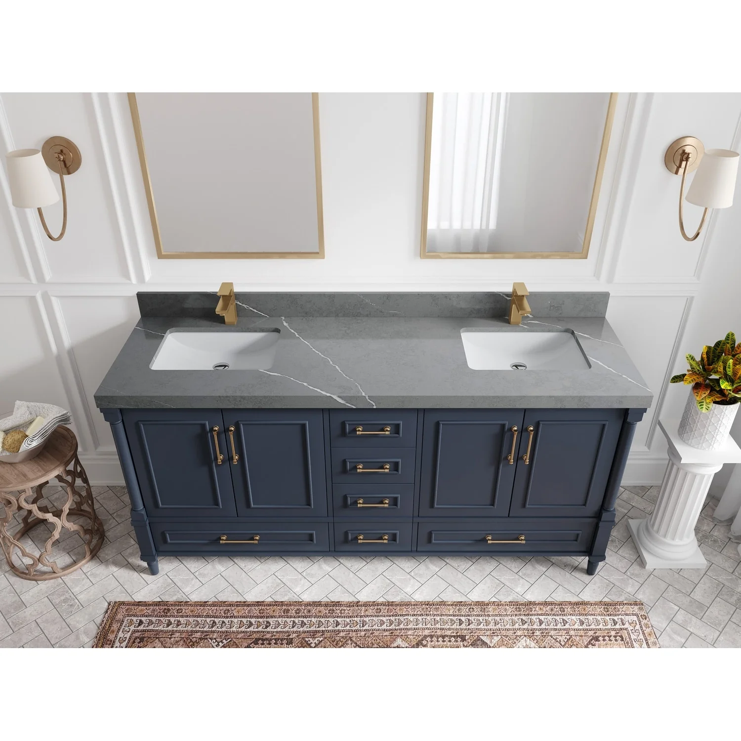 Willow Collections 72 in. W x 22 in. D Aberdeen Double Sink Bathroom Vanity with Countertops
