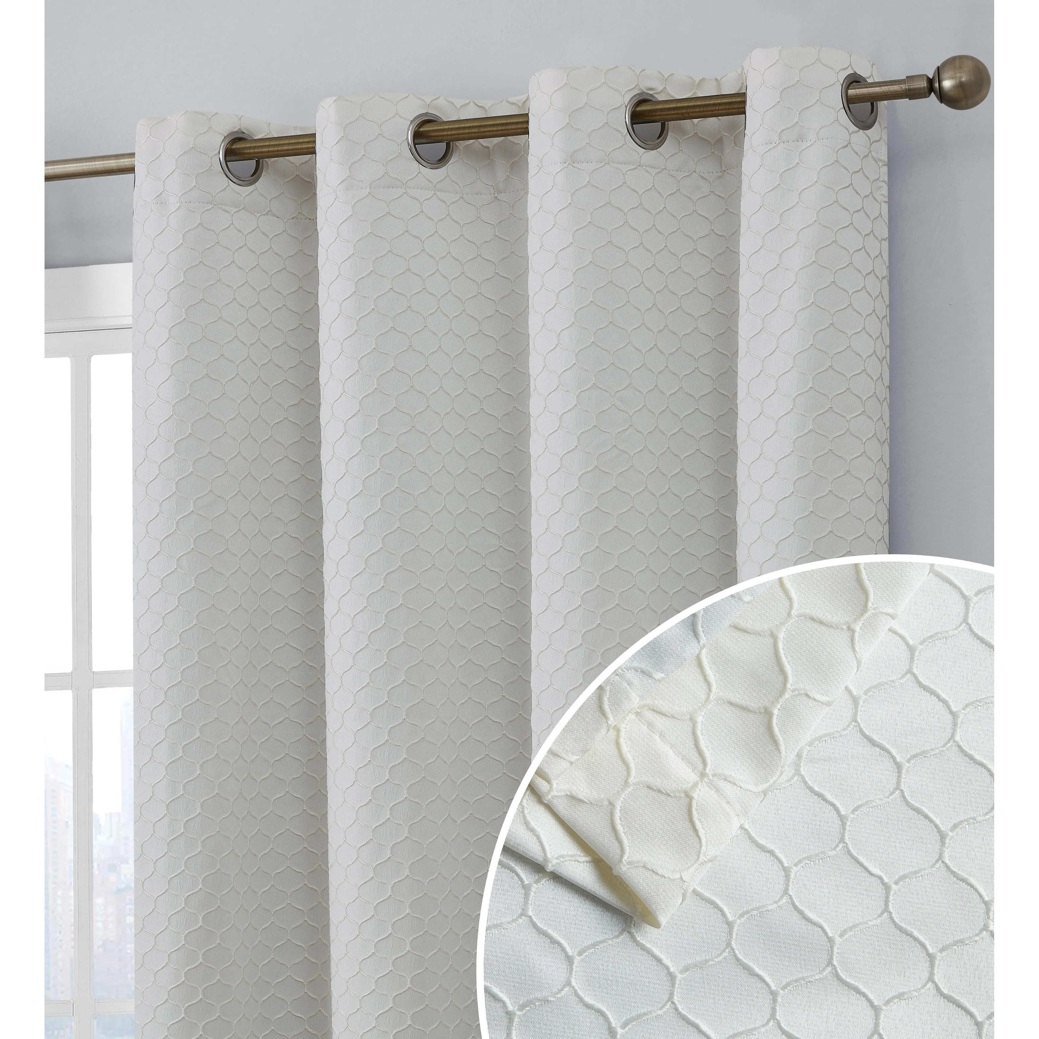HLC.me Sienna Pattern 100% Complete Blackout Thermal Insulated Double Layer Window Curtain Grommet Panels, Set of 2