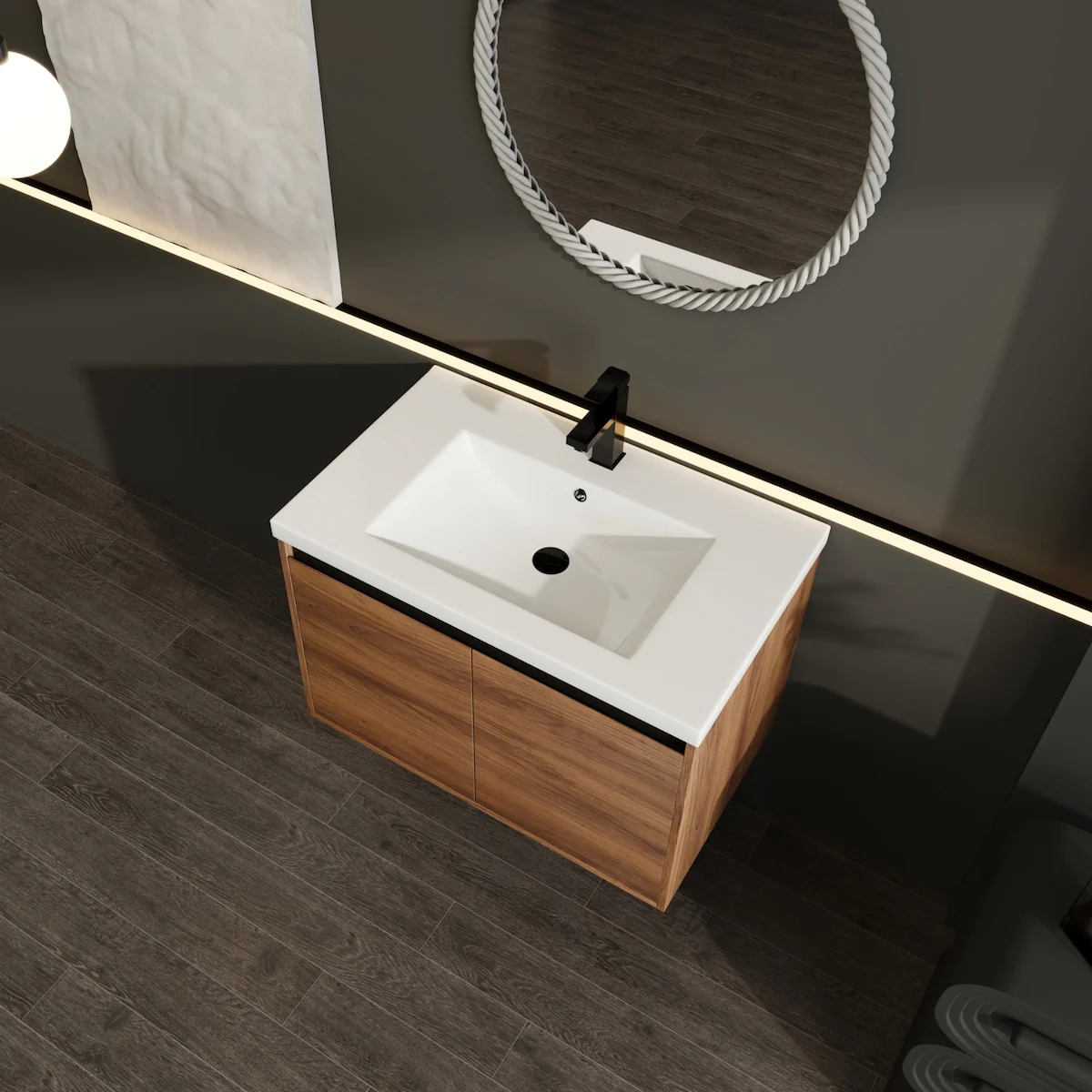Bathroom Vanity with Resin Countertop Sink & 2 Doors