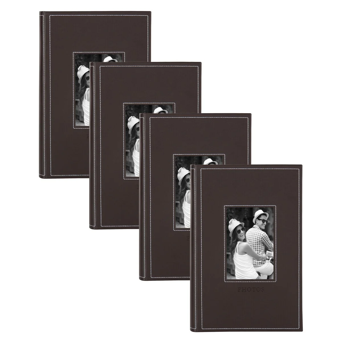 DesignOvation Debossed Black Faux Leather Photo Album (Pack of 4)