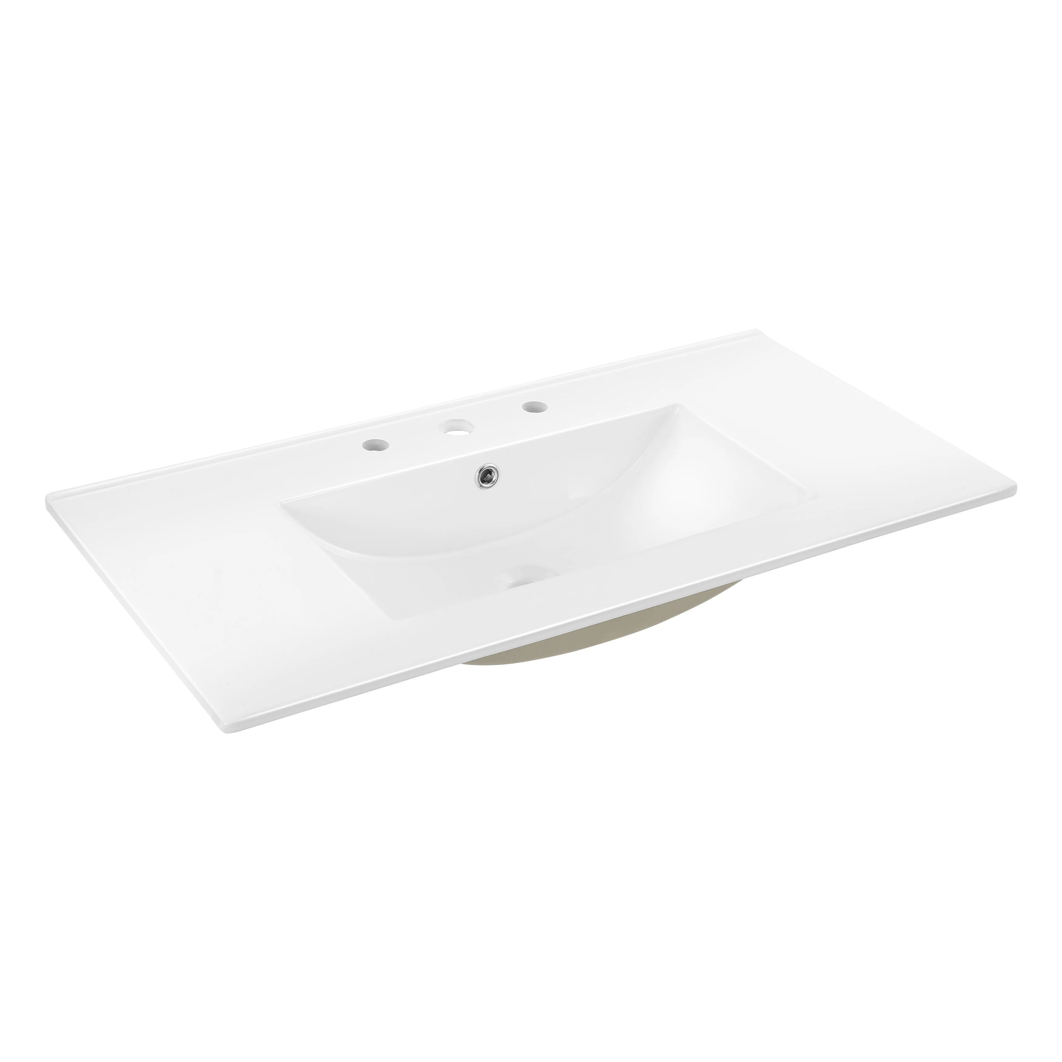 Aubert 3-Hole Classic Contemporary Rectangular Ceramic Single Sink Basin Vanity Top, by JONATHAN Y