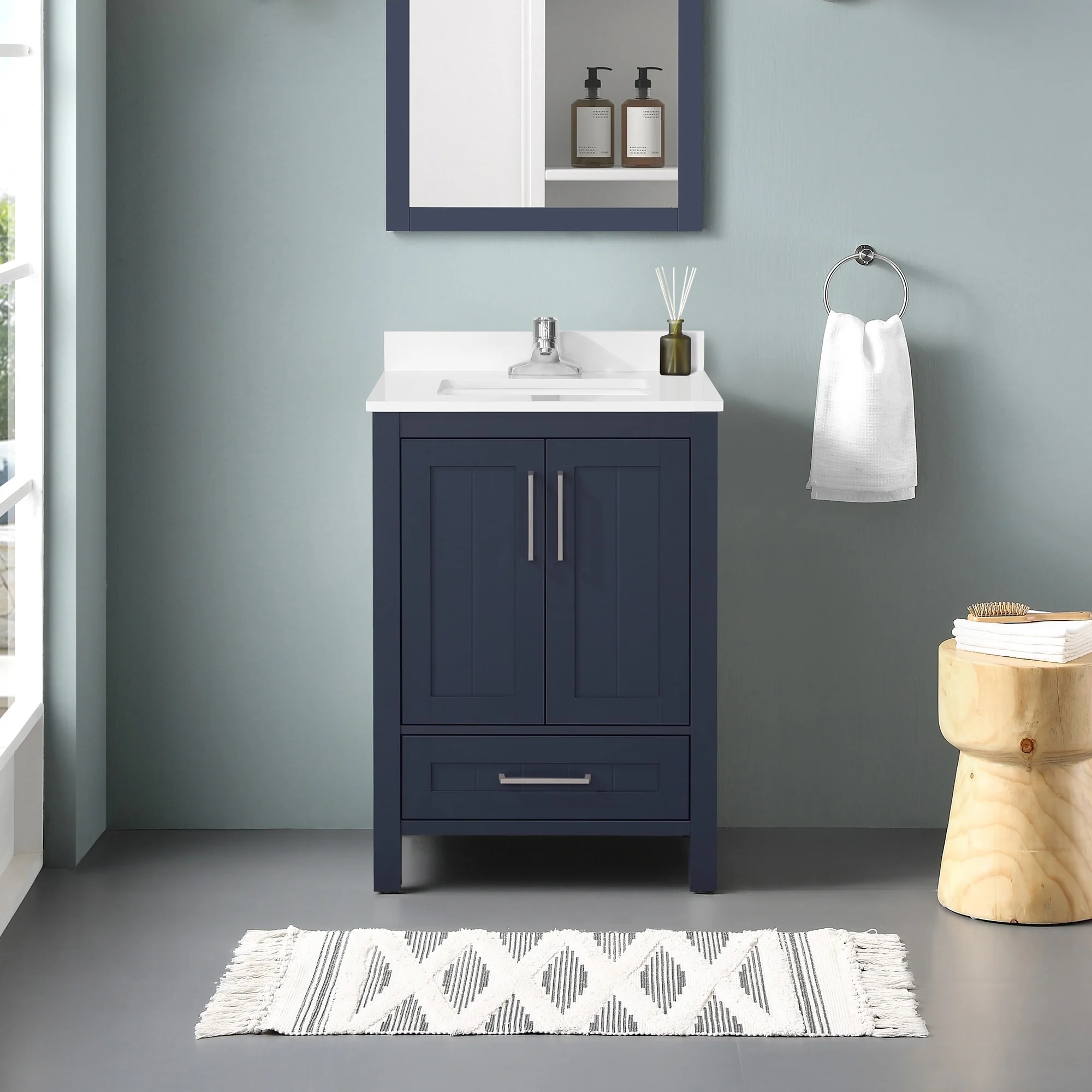 Ove Decors Kansas 24 in. Single Sink Bathroom Vanity in Midnight Blue