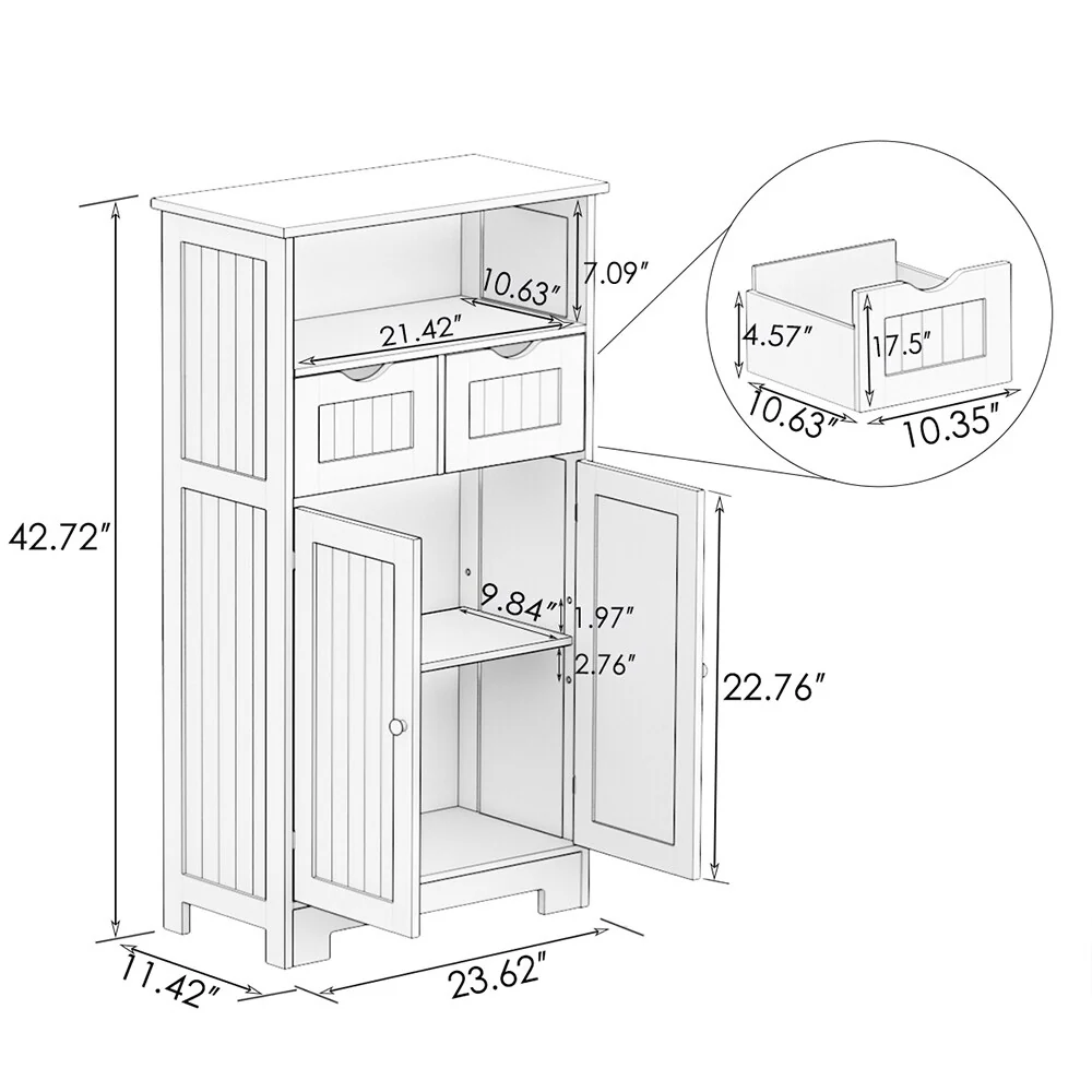 Freestanding Bathroom Floor Cabinet, Storage Cabinet