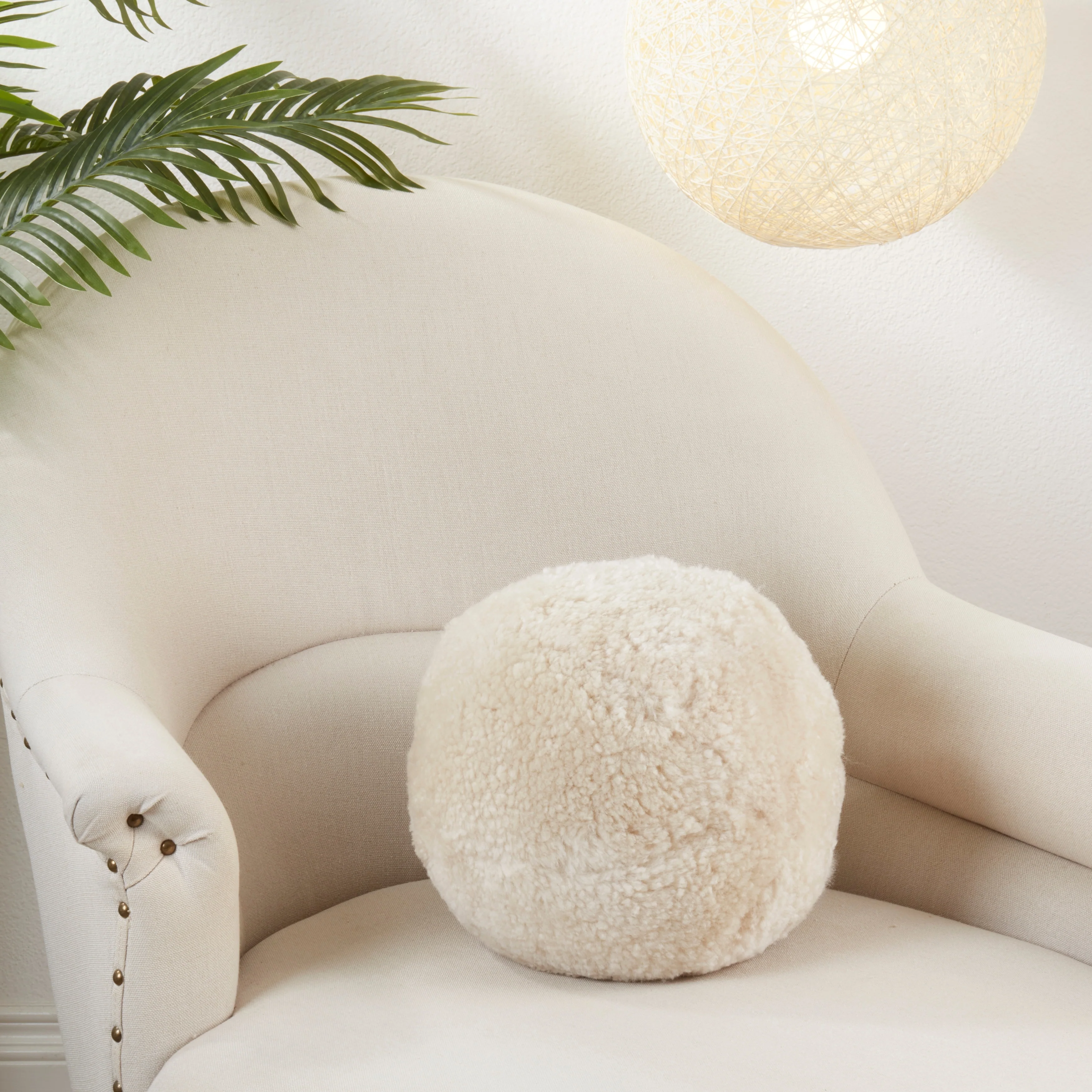 Fleece Fantasy Sheepskin Ball Poly Filled Throw Pillow