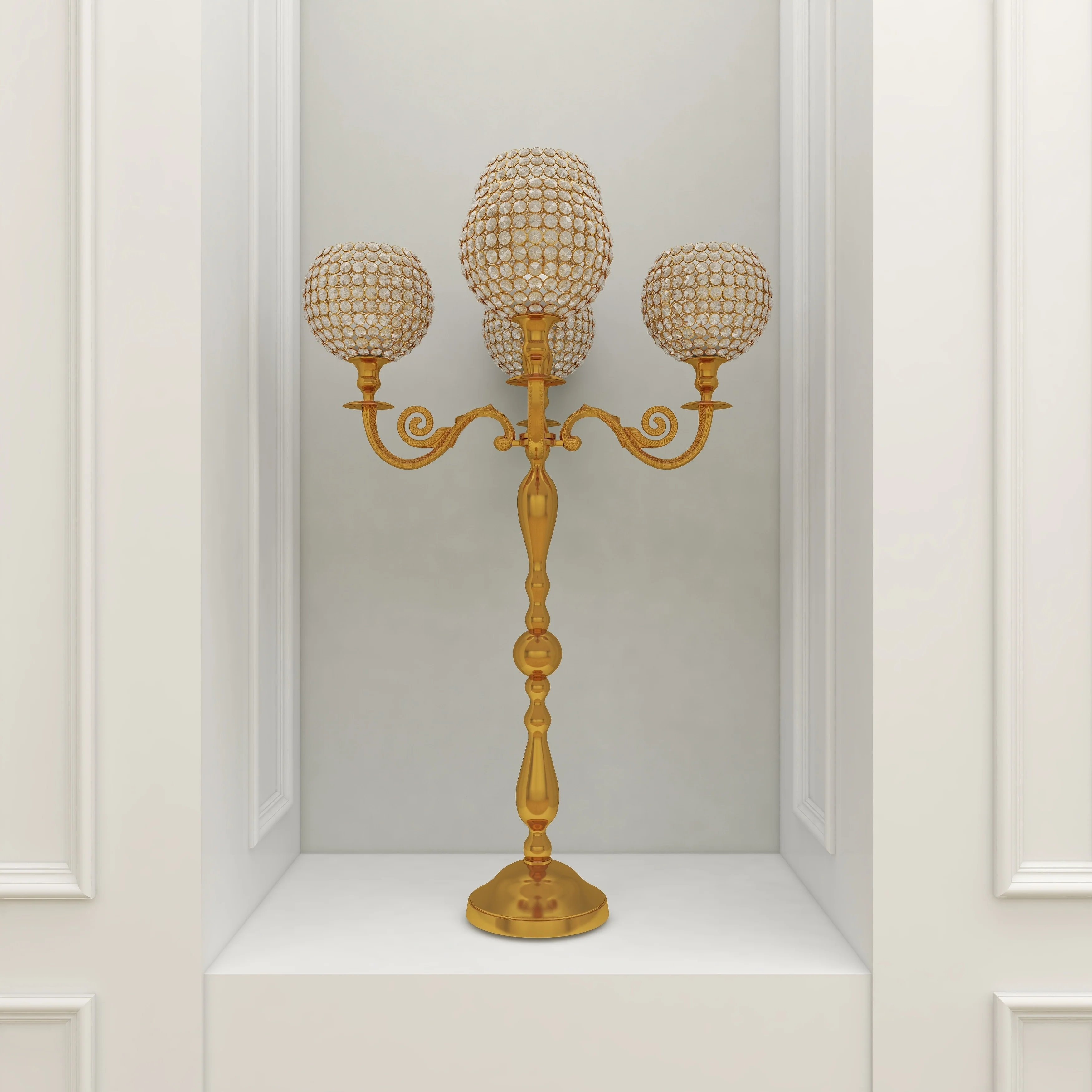 Gold Aluminum Metal Candelabra - 24 x 24 x 40