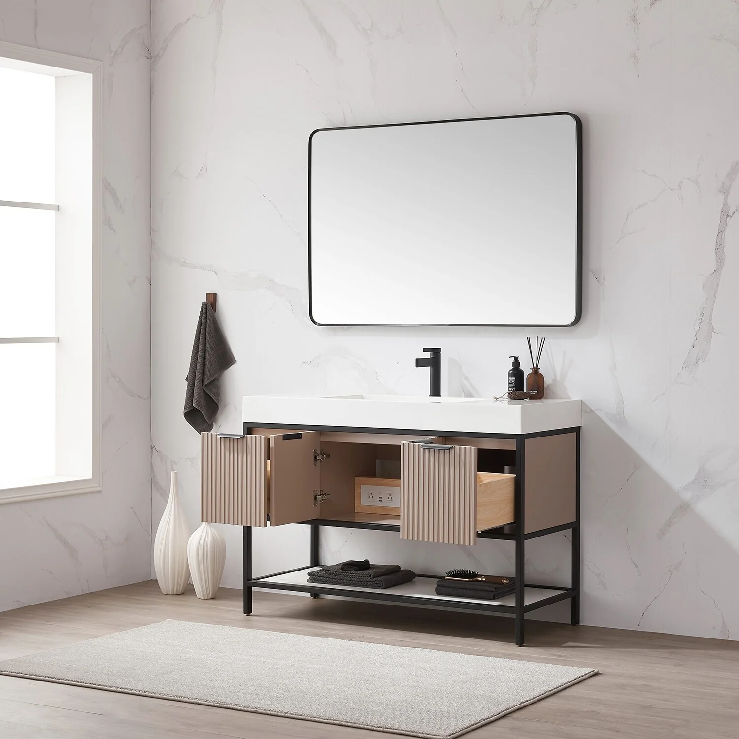 Marcilla 48 in. Single Sink Bath Vanity with Stone Sink Top