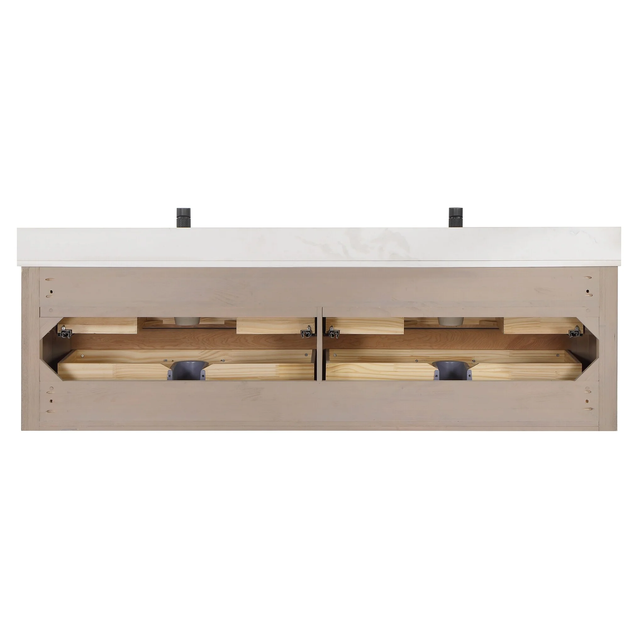 Cristo Floating Bath Vanity with White Quartz Stone Top and Mirror