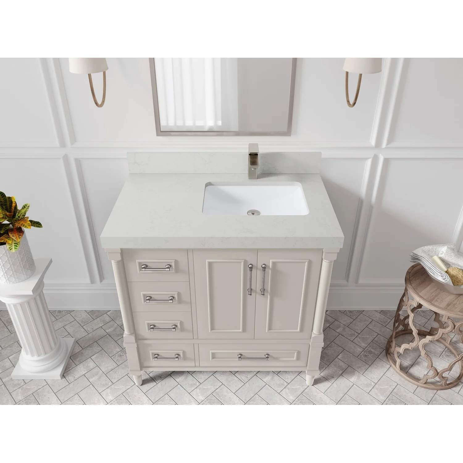 Willow Collections 36 in. W x 22 in. D Aberdeen Right Offset Sink Bathroom Vanity with Countertop