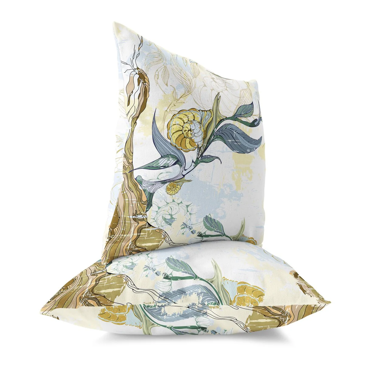 Yellow And Blue Leaf Lurker Faux Suede Throw Pillow Zipper