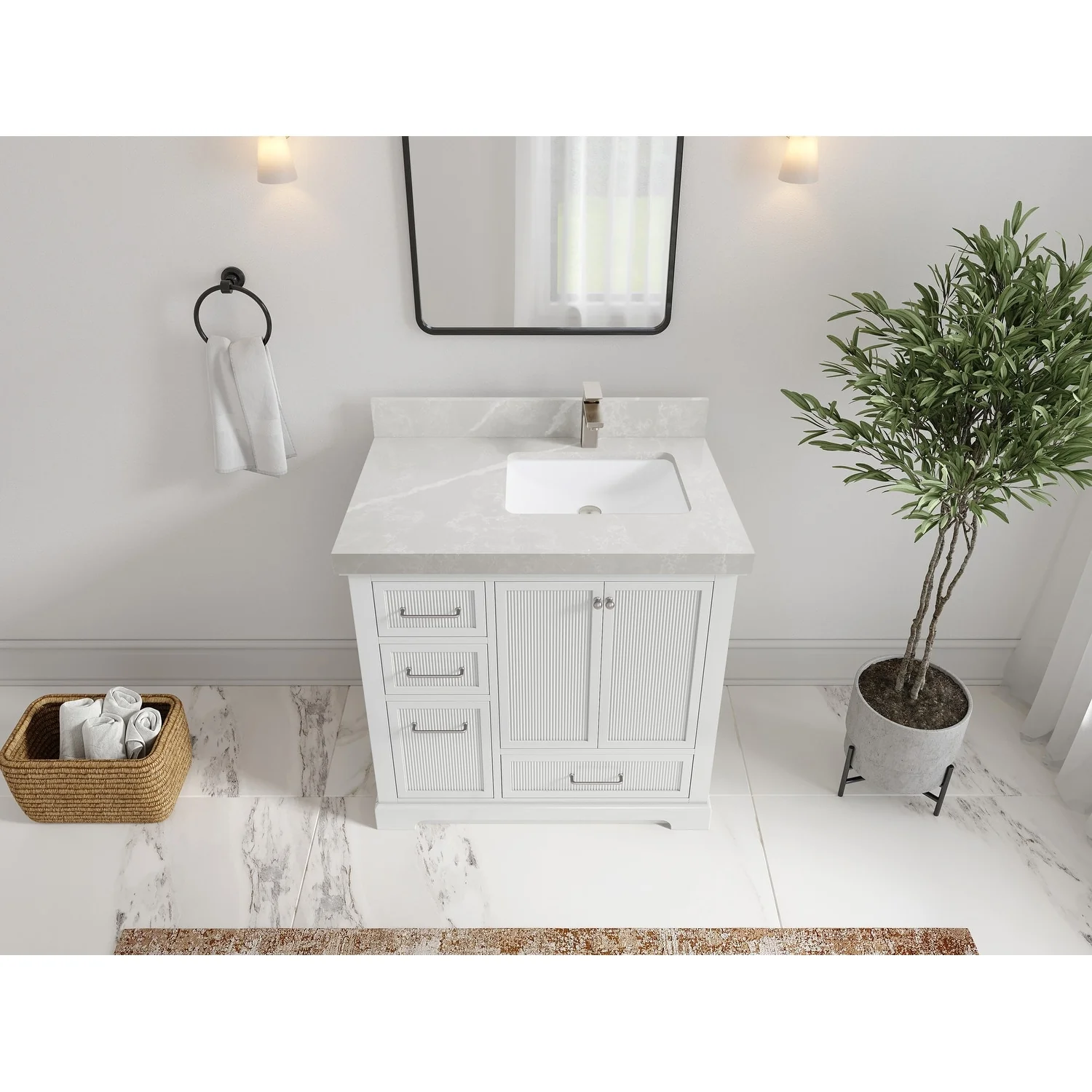 Willow Collections 36 in. W x 22 in. D Alys Right Offset Sink Bathroom Vanity with Countertop