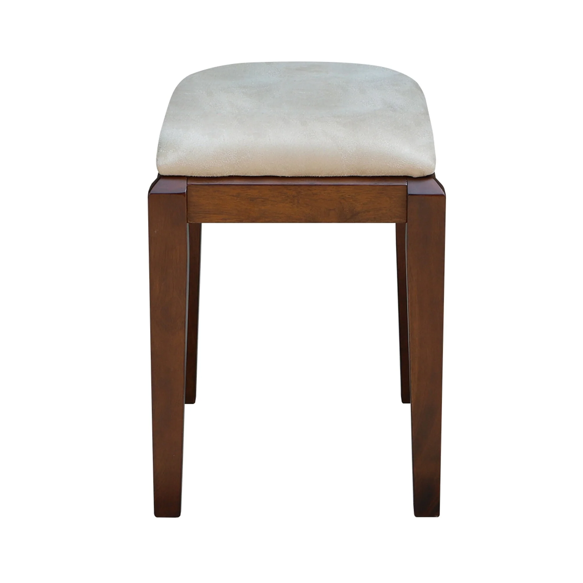 Solid Wood Upholstered Vanity Bench - N/A
