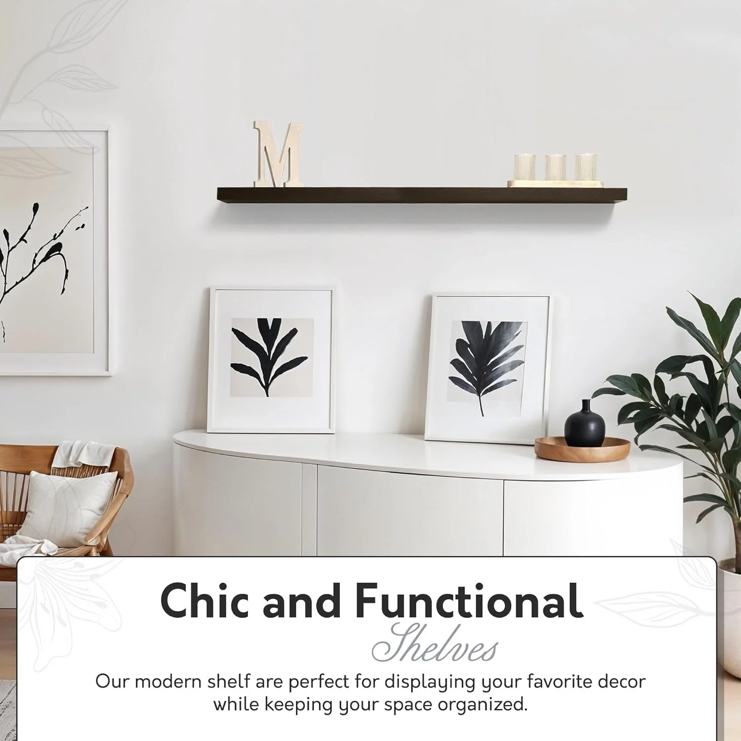 InPlace 47.24-inch Espresso Wall Mounted Floating Shelf - 47.24 inches wide x 10.2 inches deep