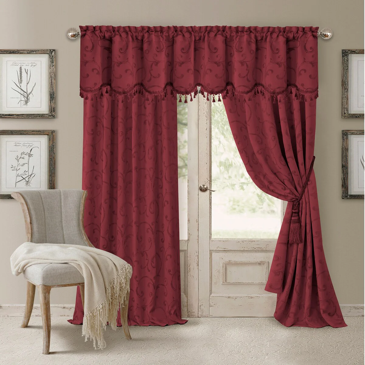 Elrene Mia Jacquard Blackout Scallop Window Valance - 52