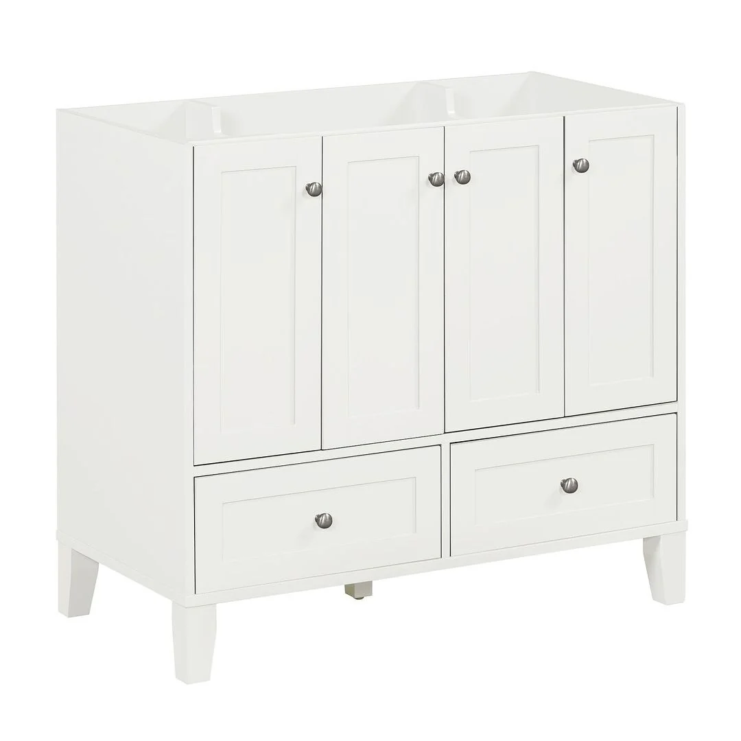 36'' Bathroom Vanity with Sink Set, Solid Wood Frame Bathroom Storage Cabinet, Freestanding Vanity Set