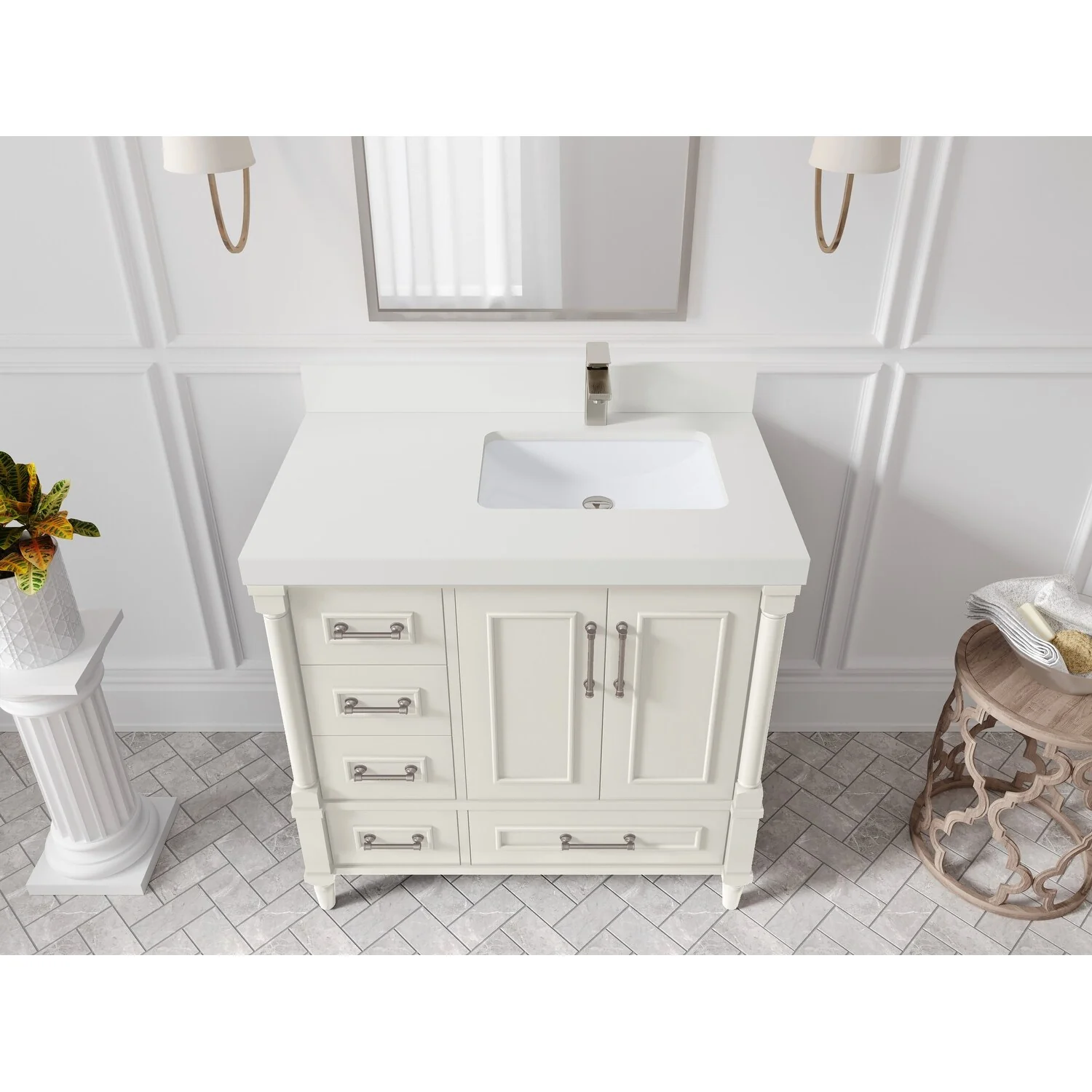 Willow Collections 36 in. W x 22 in. D Aberdeen Right Offset Sink Bathroom Vanity with Countertop