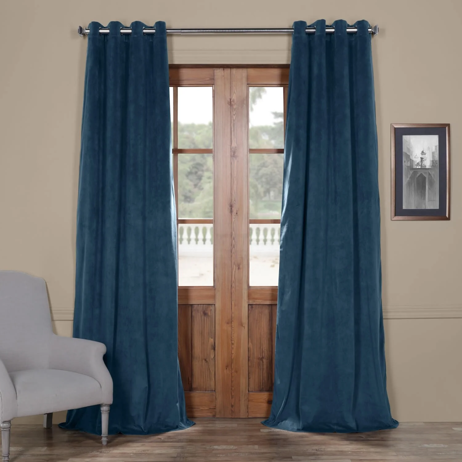 Exclusive Fabrics Signature Blackout Velvet Grommet Curtain (1 Panel)