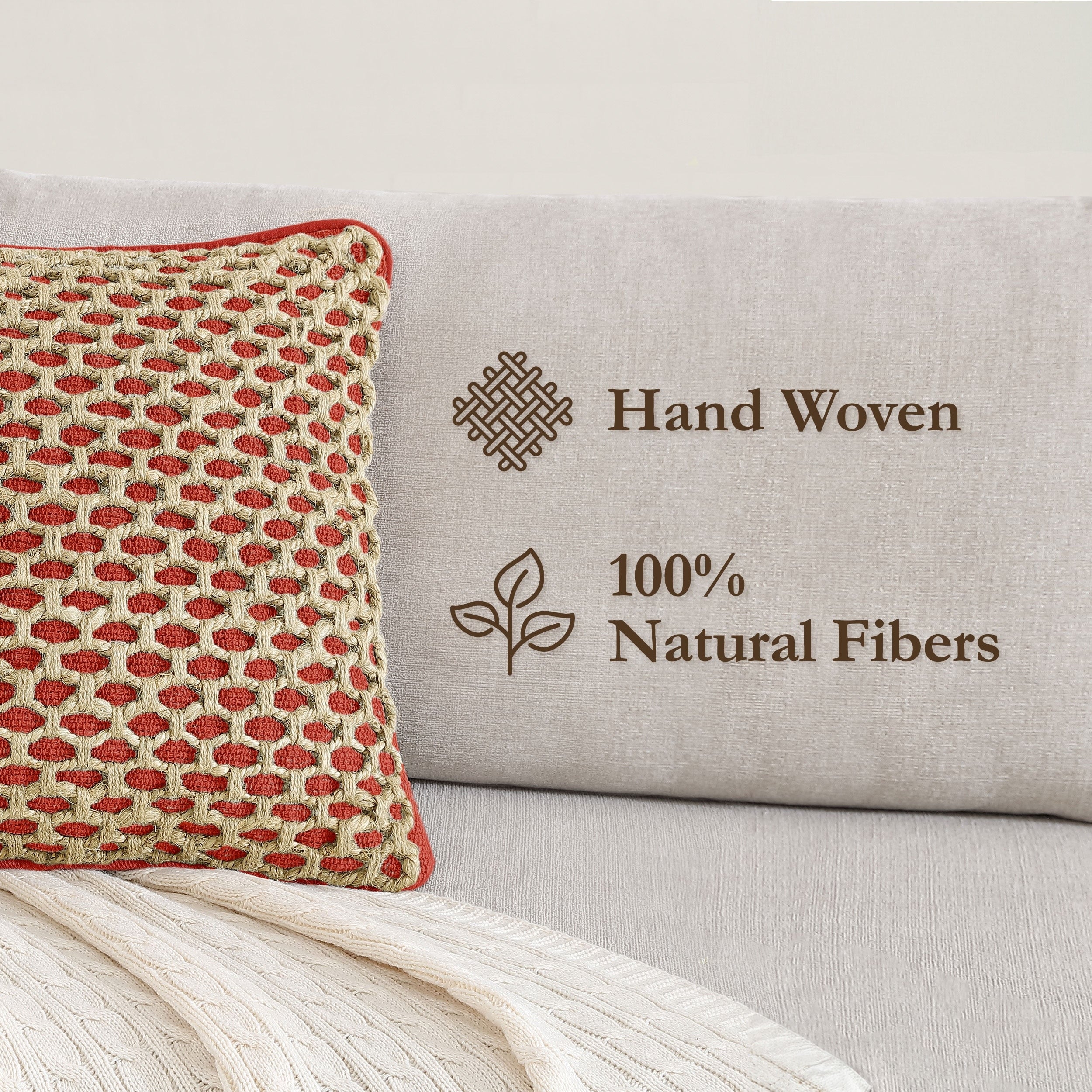 Boho Living Jada Braided Cotton/Jute Throw Pillow Covers