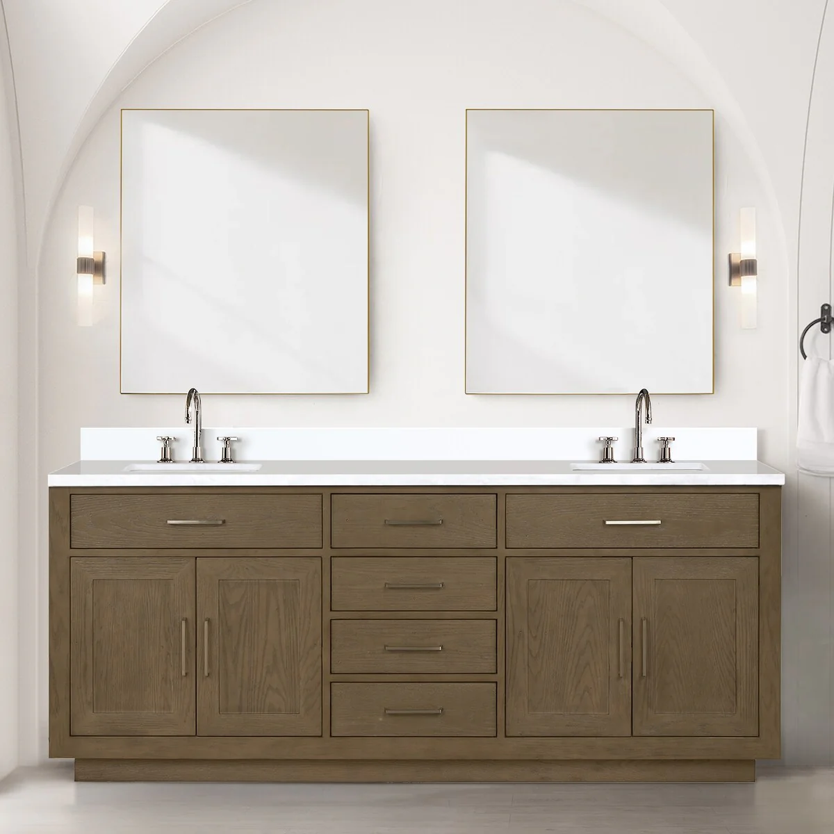 Abbey 60 in W x 22 in D Black Oak Double Bath Vanity and Cultured Marble Top
