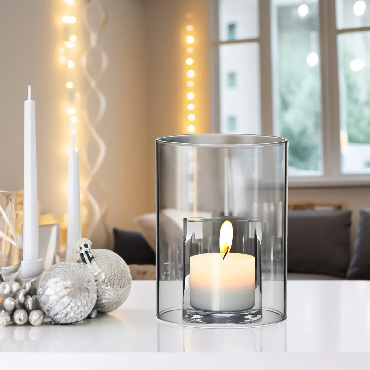 Clear Glass Cylinder Hurricane Chimney Tube, Candle Cover - 1 Piece