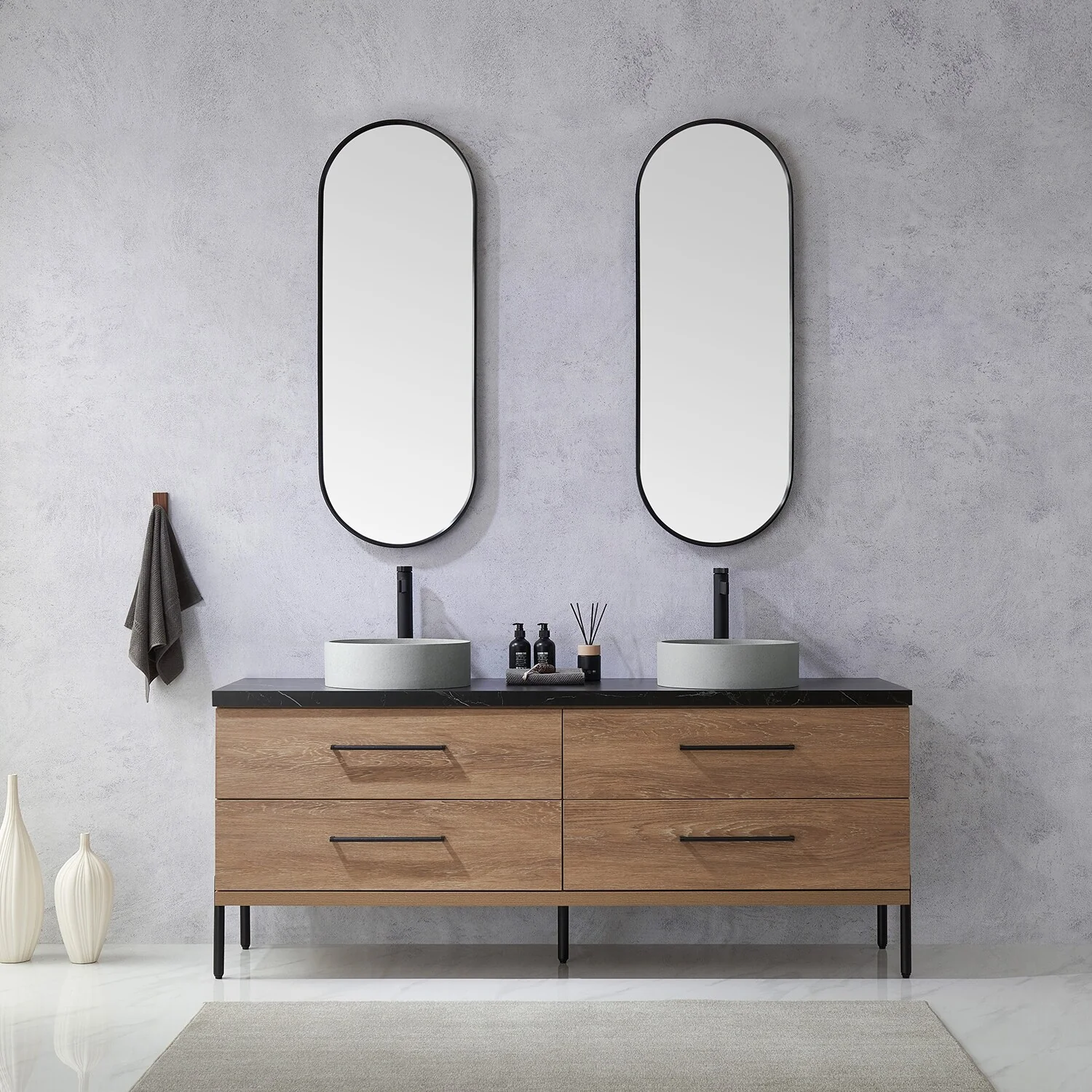 Trento Bath Vanity with Sintered Stone Top with Concrete Sink (C)