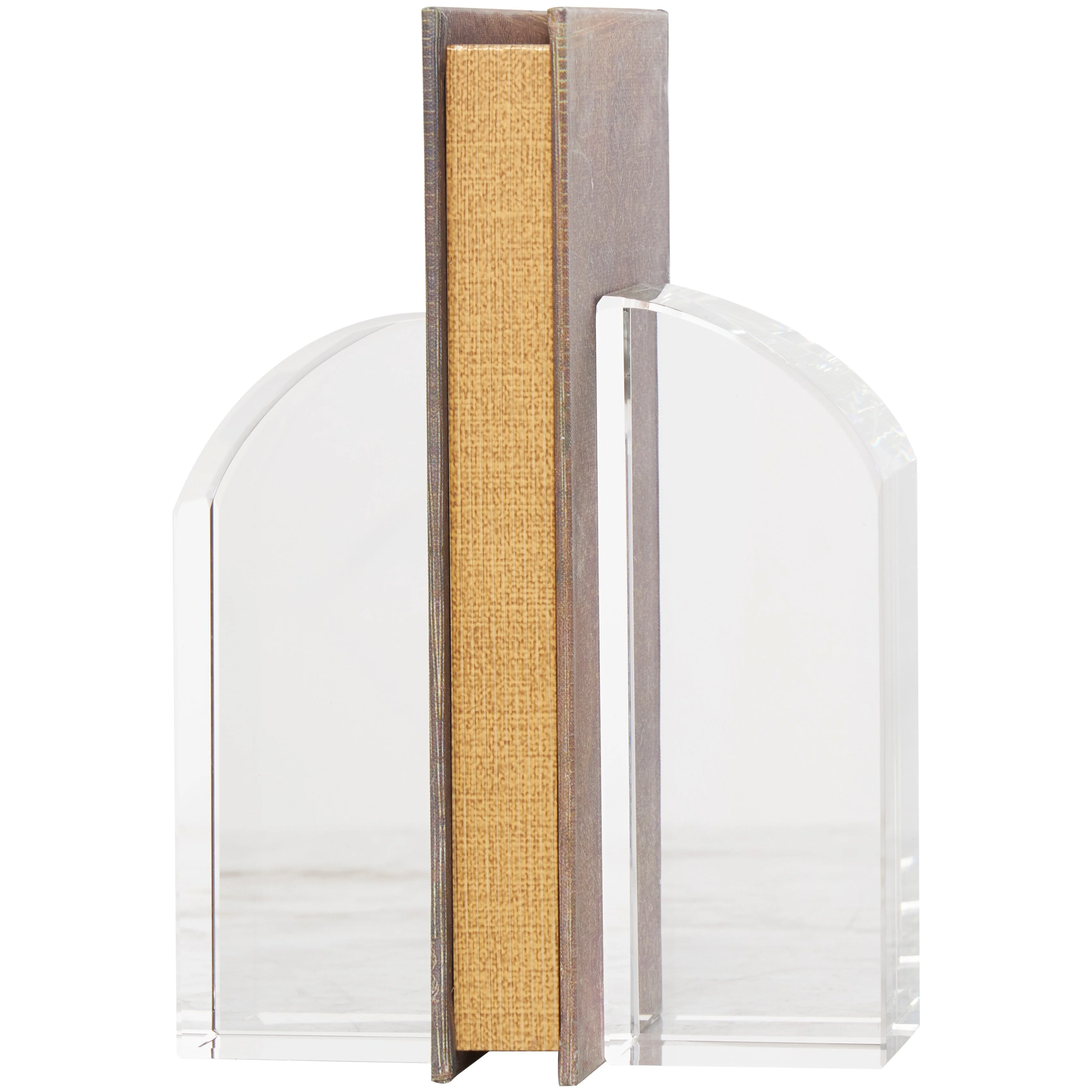 Clear Crystal Arched Geometric Decorative Bookends (Set of 2)